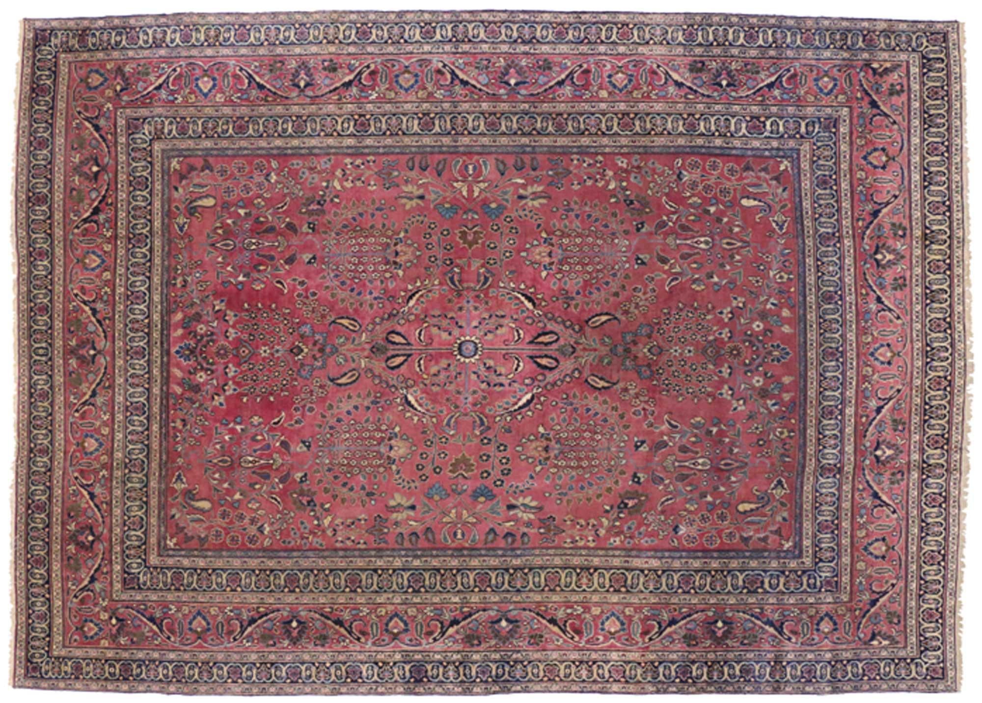 71924 Antique Persian Khorassan Palace Rug with Modern Victorian Style and Old World Vibes 11'03 x 16'00. Rich in color, texture and beguiling ambiance, this hand-knotted wool antique Persian Khorassan palace rug beautifully displays timeless