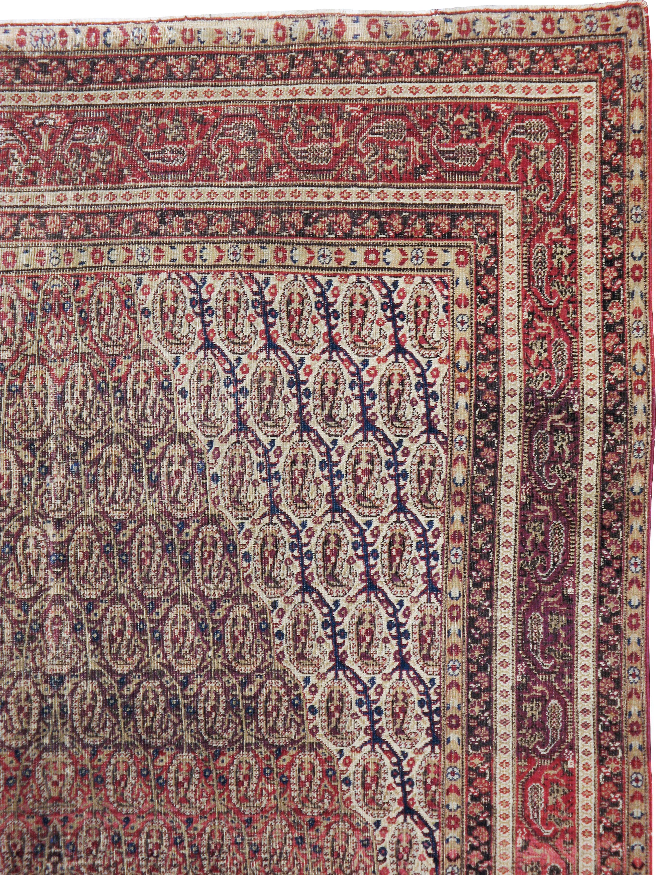 Antique Persian Khorassan Rug In Fair Condition For Sale In New York, NY