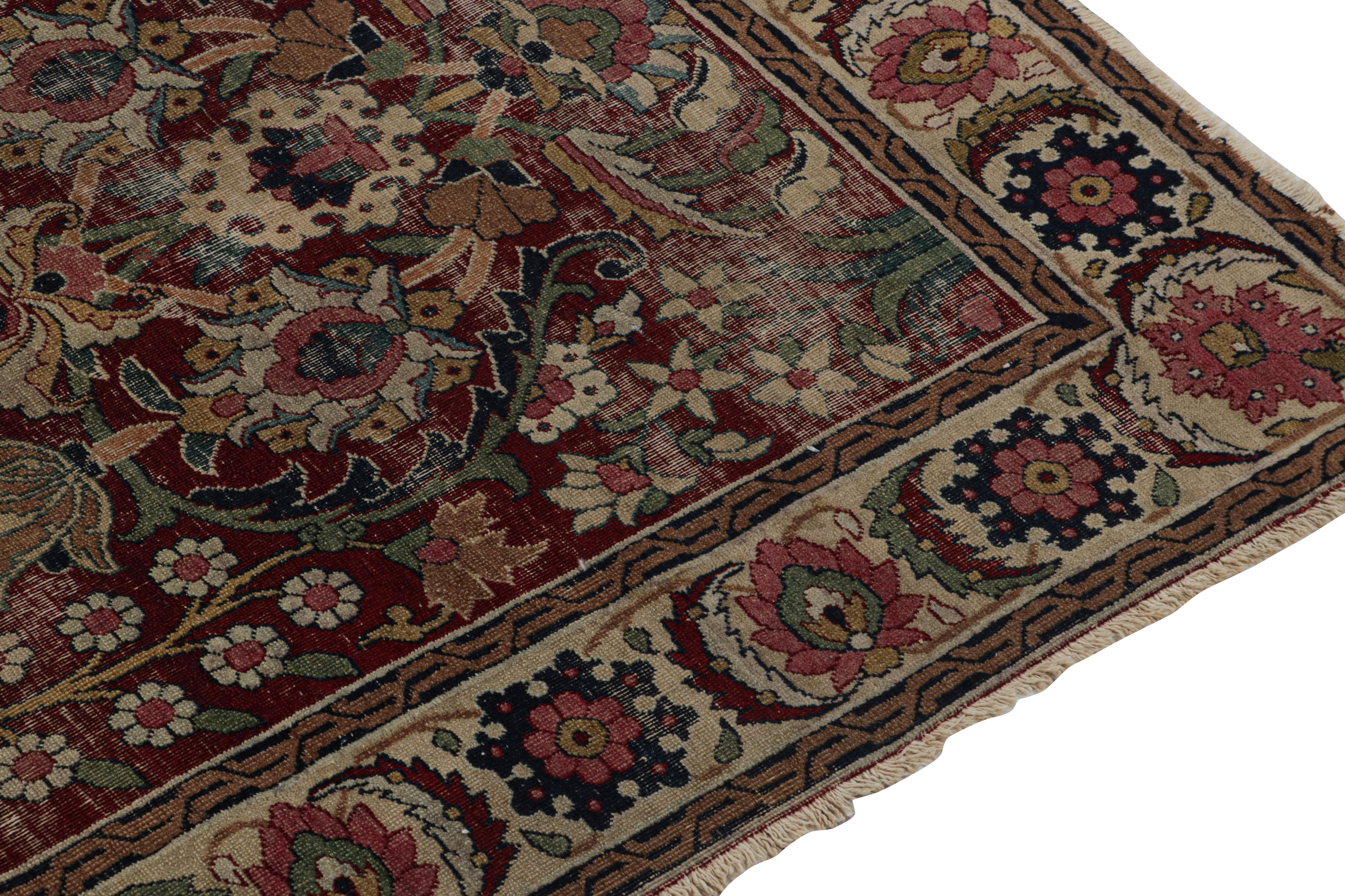 Antique Persian Khorassan Rug in Burgundy with Floral Patterns, from Rug & Kilim In Good Condition For Sale In Long Island City, NY