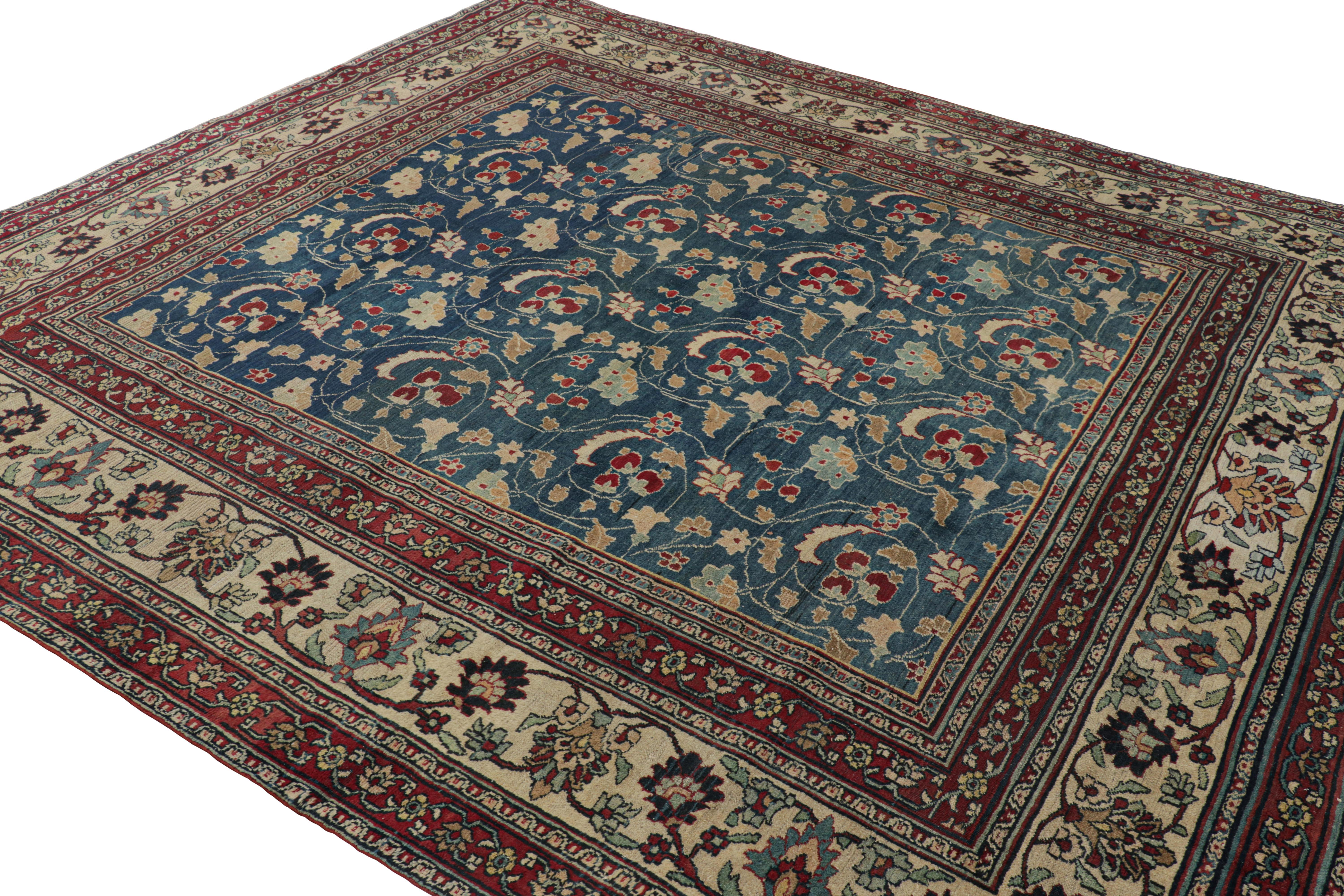 Antico tappeto persiano Khorassan blu navy con motivo floreale, da Rug & Kilim In condizioni buone in vendita a Long Island City, NY