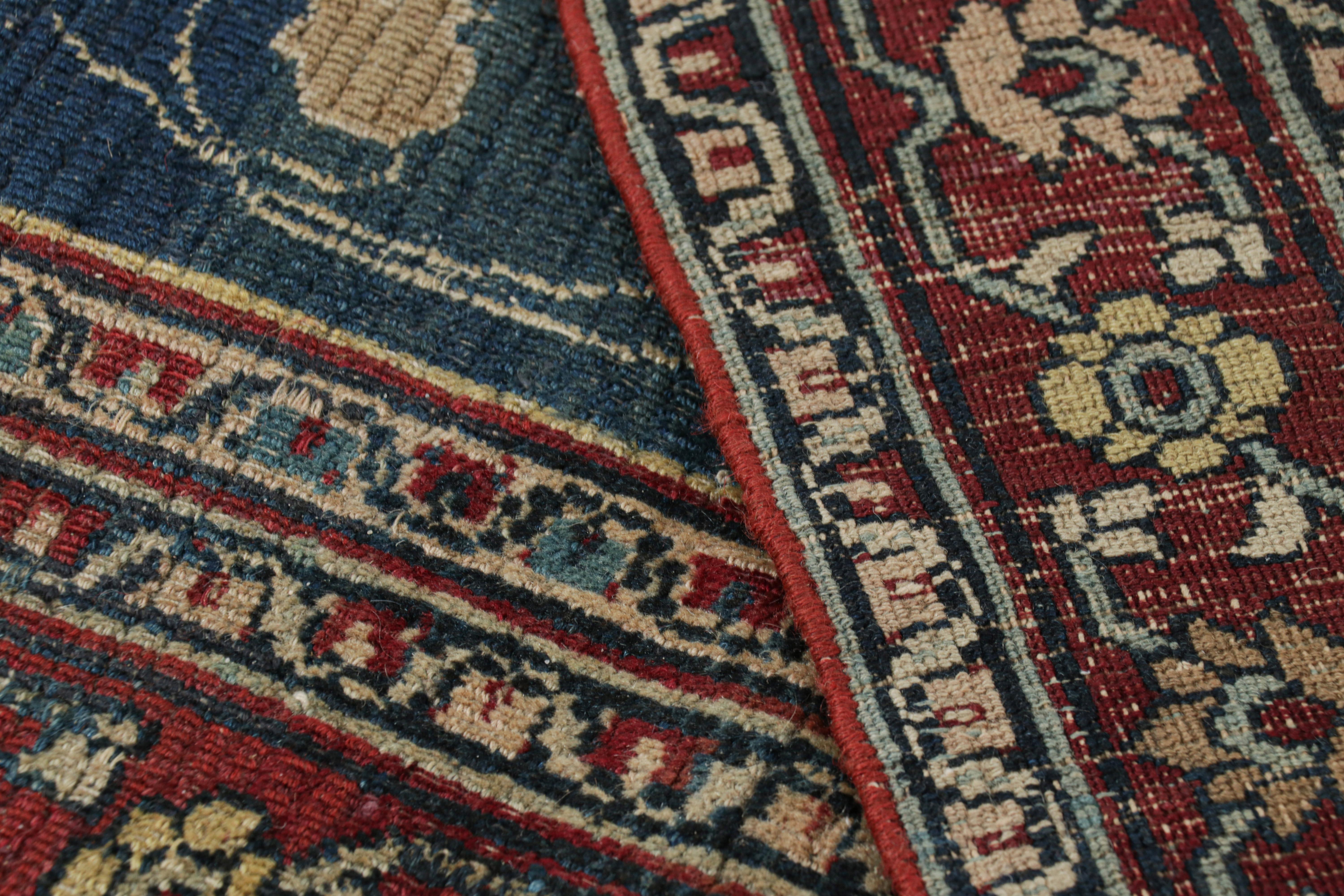 Lana Antico tappeto persiano Khorassan blu navy con motivo floreale, da Rug & Kilim in vendita