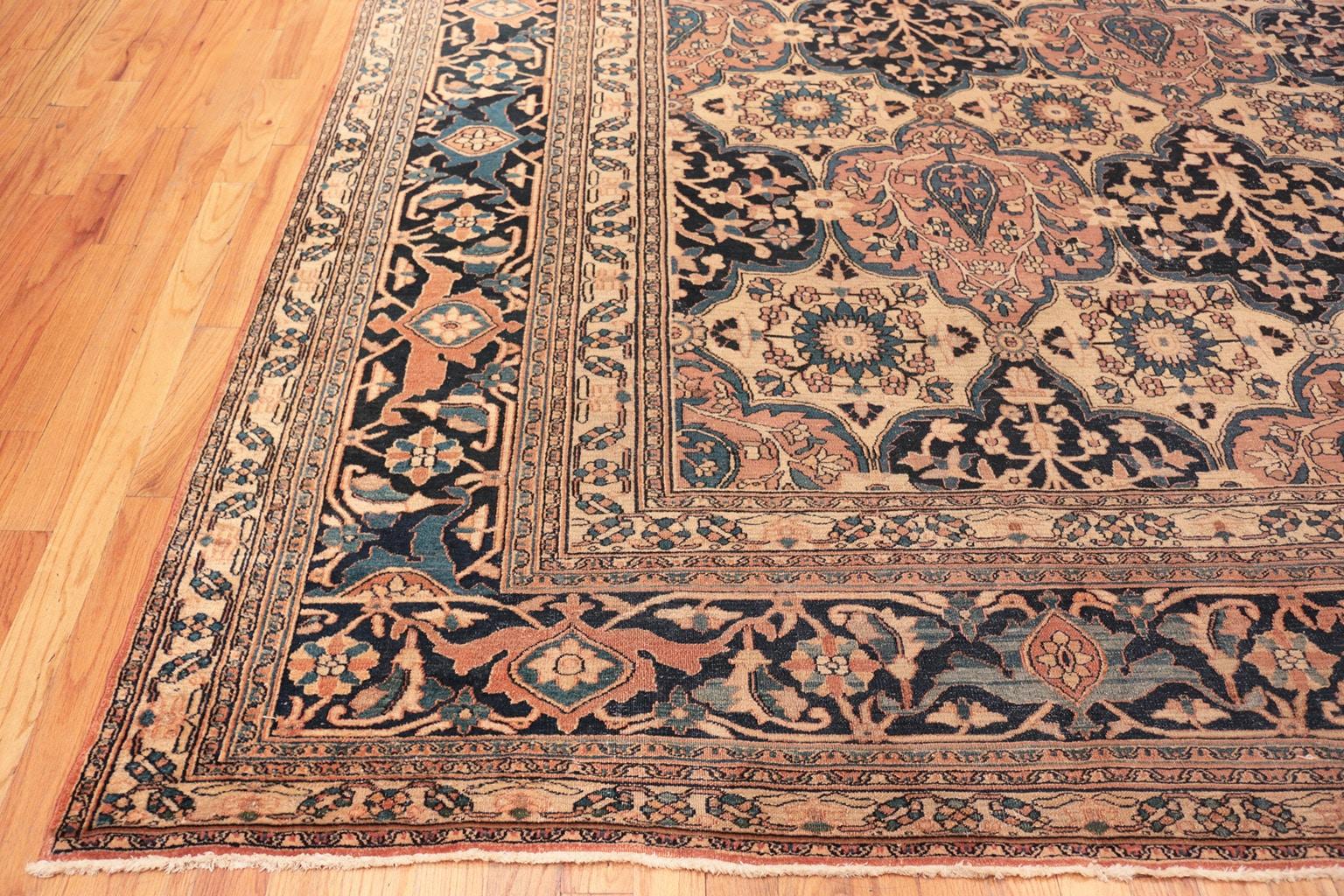 Hand-Knotted Antique Persian Khorassan Rug. Size: 12 ft 4 in x 15 ft 9 in (3.76 m x 4.8 m)