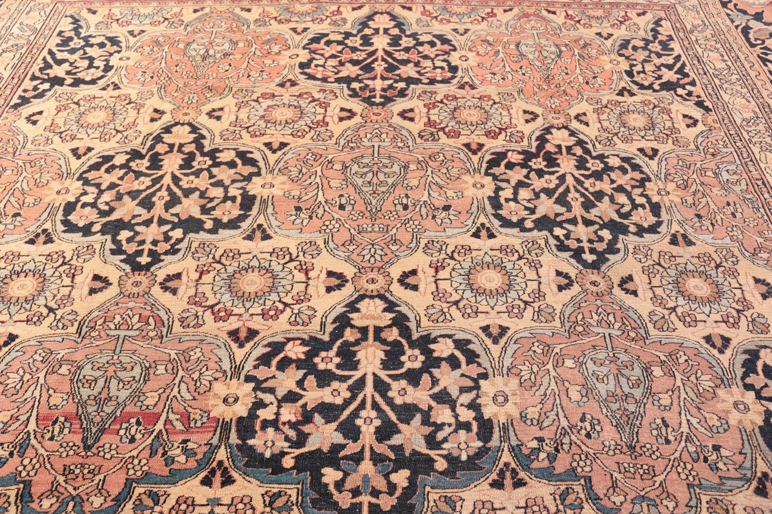 Antique Persian Khorassan Rug. Size: 12 ft 4 in x 15 ft 9 in (3.76 m x 4.8 m) In Good Condition In New York, NY