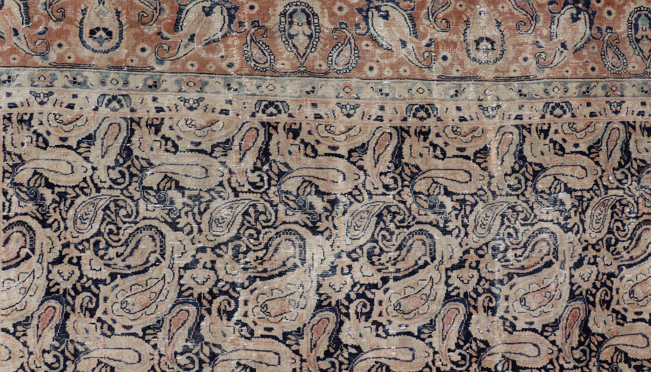 Tapis persan ancien du Khorassan à motif cachemire complexe sur l'ensemble 9'8 x 12'11 en vente 6