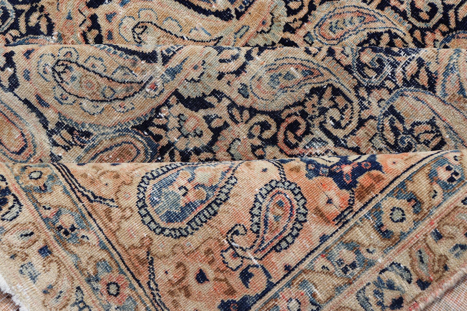 Laine Tapis persan ancien du Khorassan à motif cachemire complexe sur l'ensemble 9'8 x 12'11 en vente