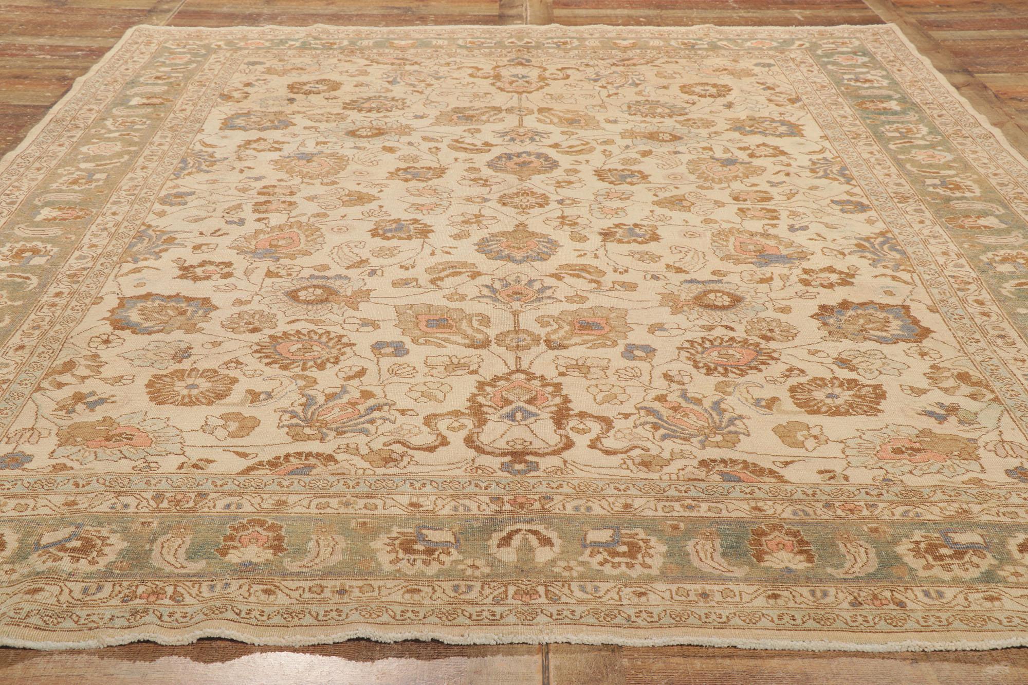 Antique Persian Khorassan Rug with Modern Grandmillennial Style In Good Condition For Sale In Dallas, TX