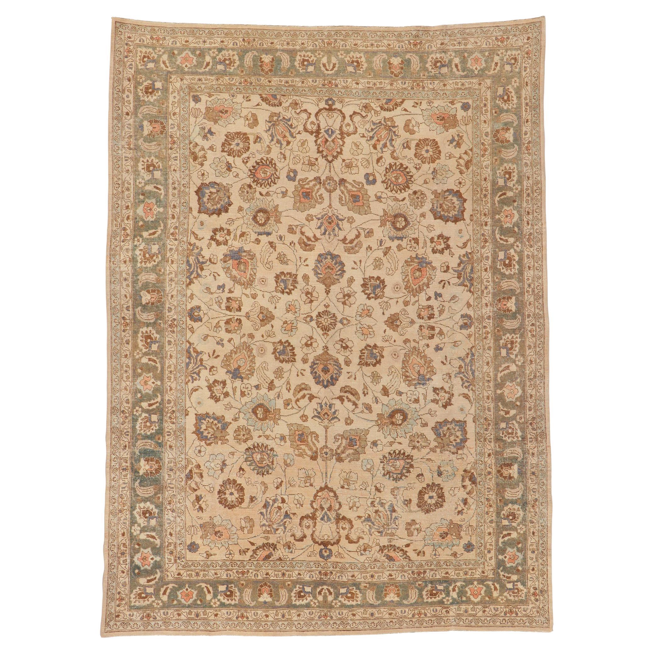 Antique Persian Khorassan Rug with Modern Grandmillennial Style For Sale