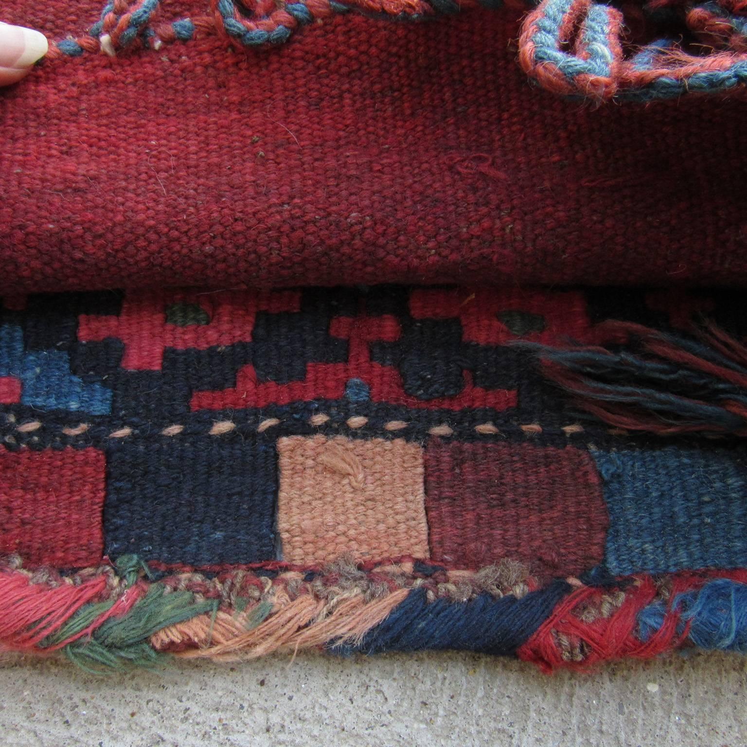 Asian Antique Persian Kilim Bagface For Sale