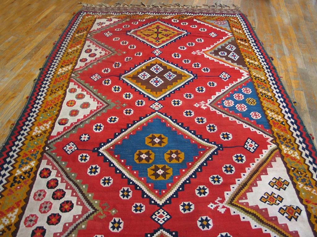 Hand-Woven Early 20th Century S. Persian Ghashgaie Flat-Weave ( 4'7