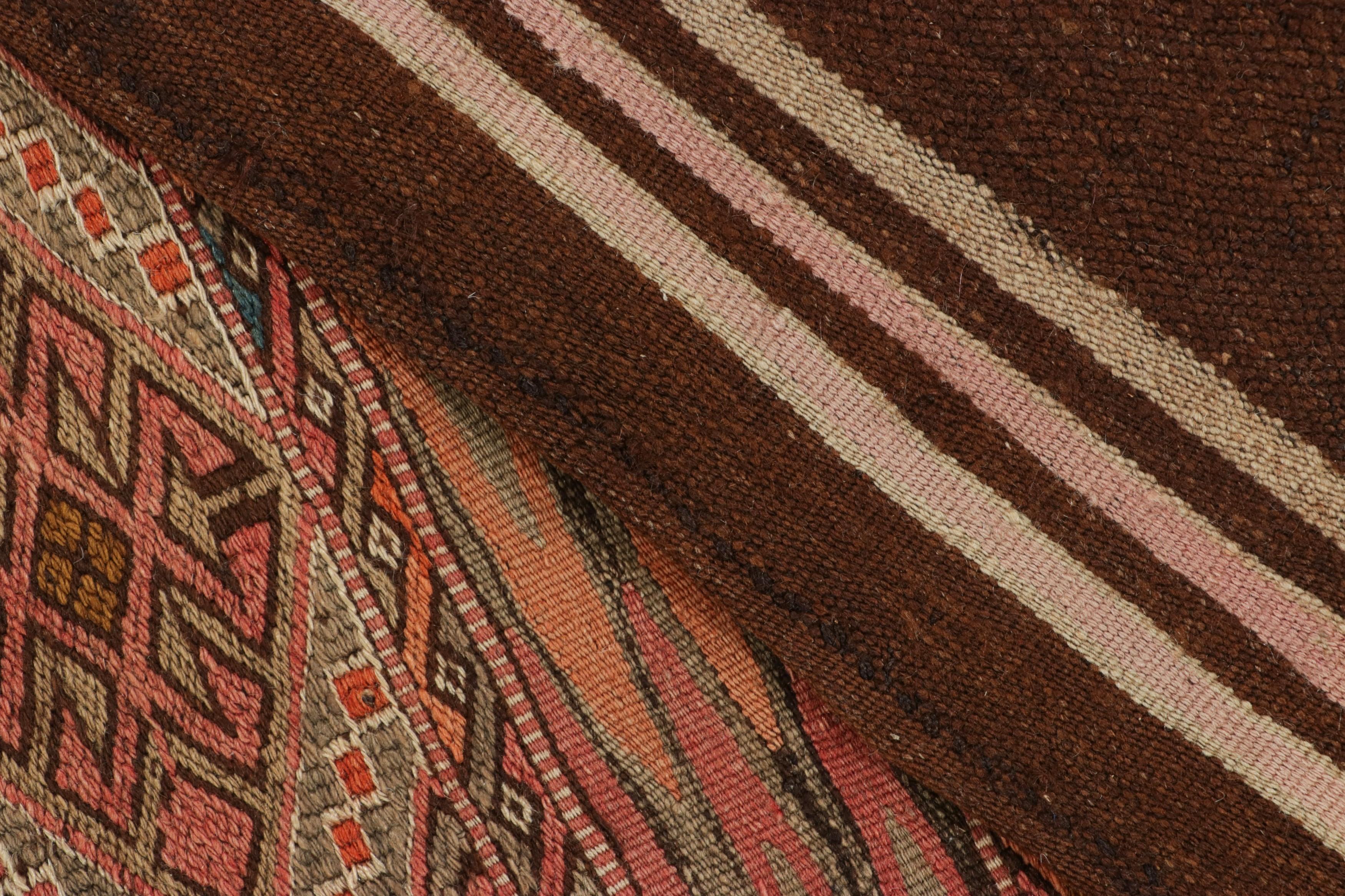 Antique Persian Kilim Rug, Beige-Brown and Pink Geometric Stripes - Rug & Kilim For Sale 1