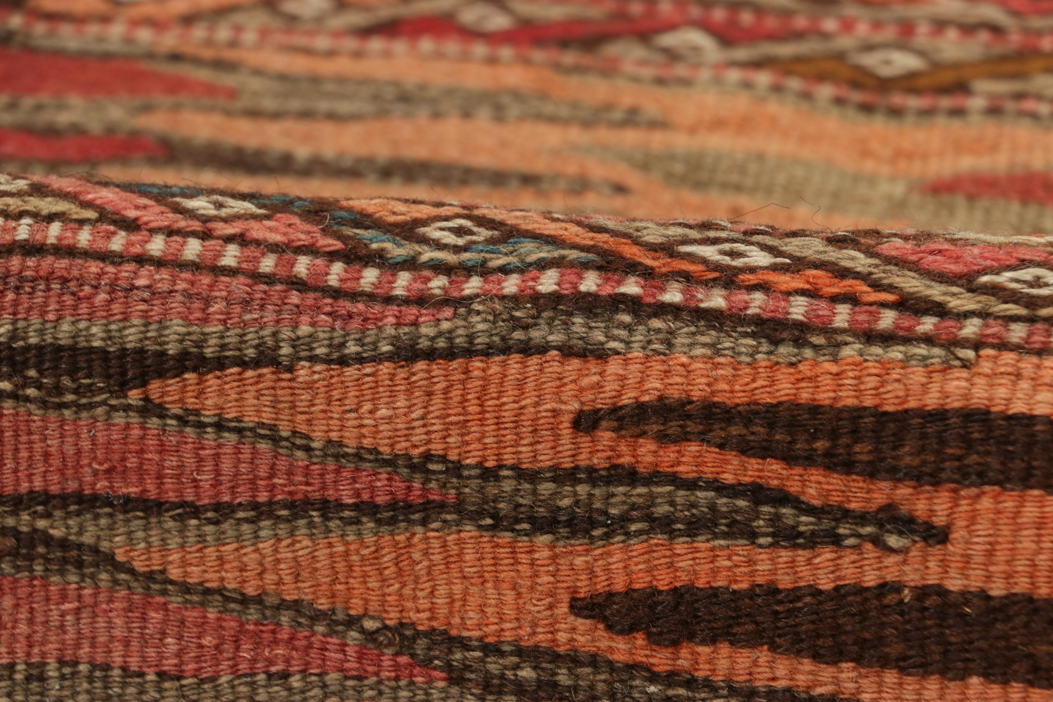Antique Persian Kilim Rug, Beige-Brown and Pink Geometric Stripes - Rug & Kilim For Sale 2