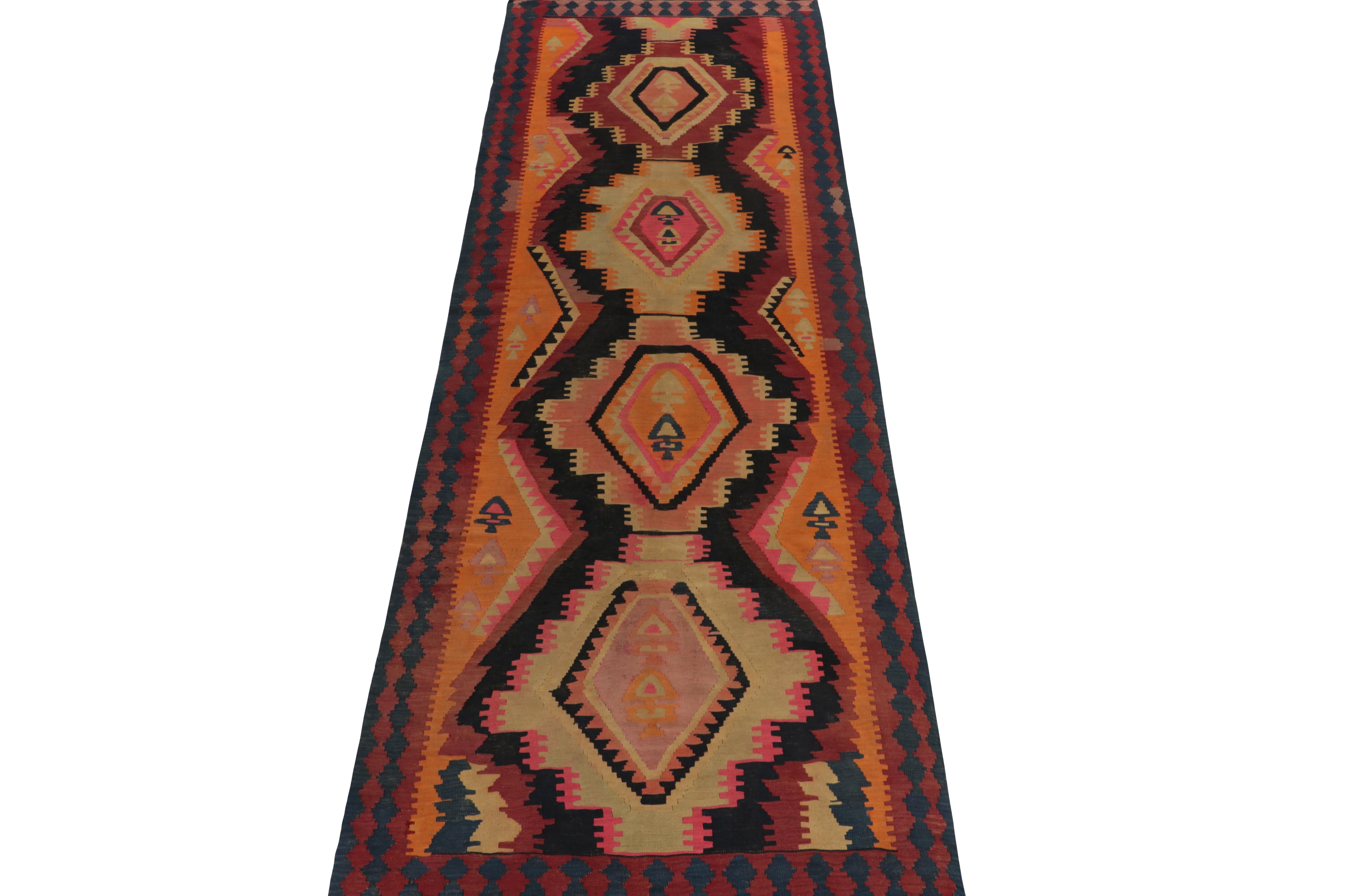 Tribal Antique Persian Kilim Rug in Red with Pink Medallion Patterns by Rug & Kilim For Sale