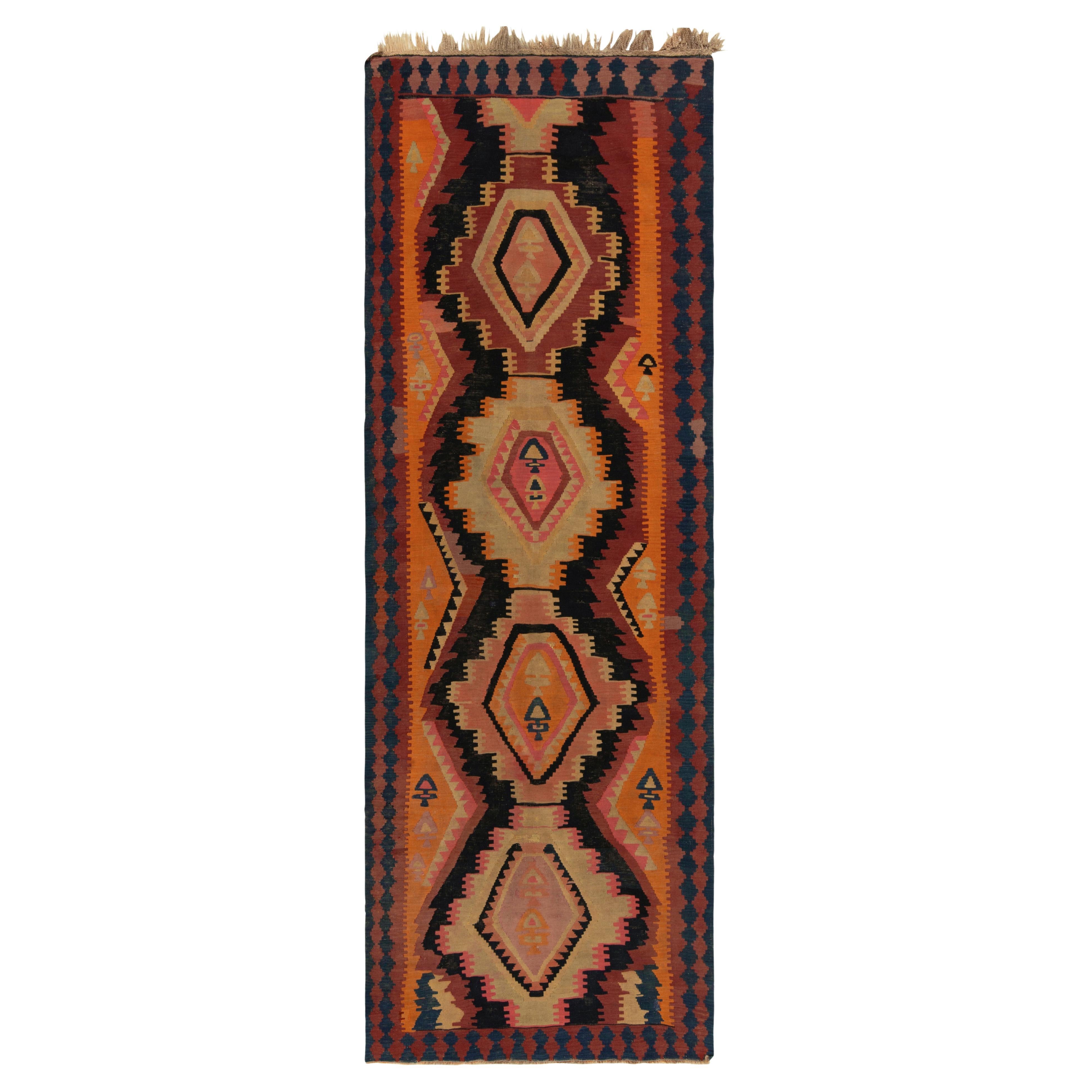 Antique Persian Kilim Rug in Red with Pink Medallion Patterns by Rug & Kilim For Sale