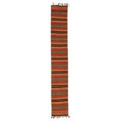 Vintage Persian Kilim Runner Rug with Colored Stripes