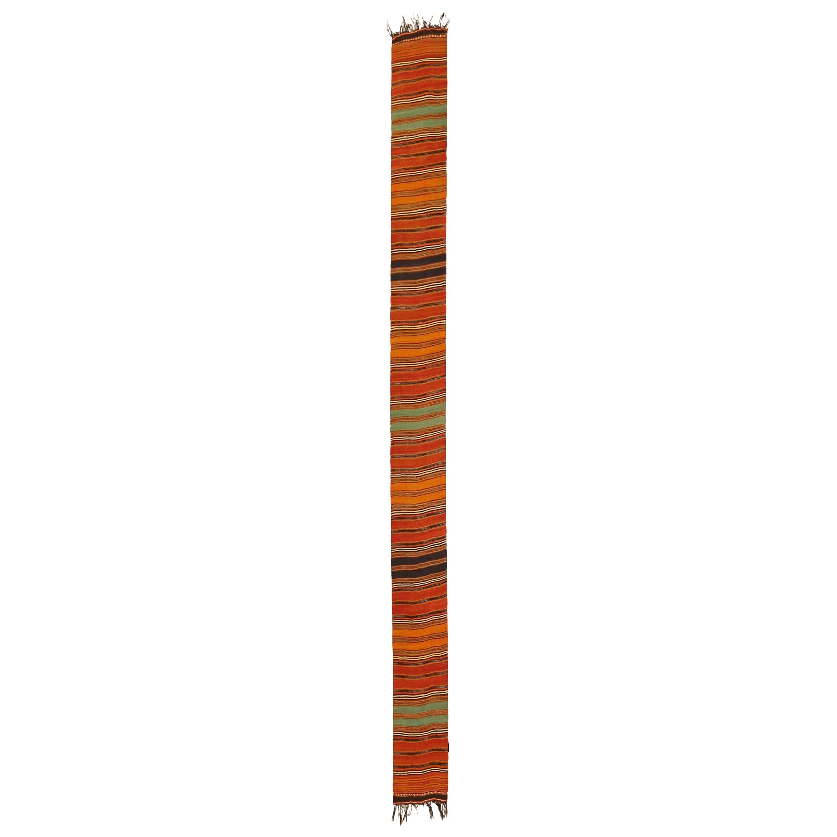 Antique Persian Kilim Runner Rug with Colored Stripes For Sale