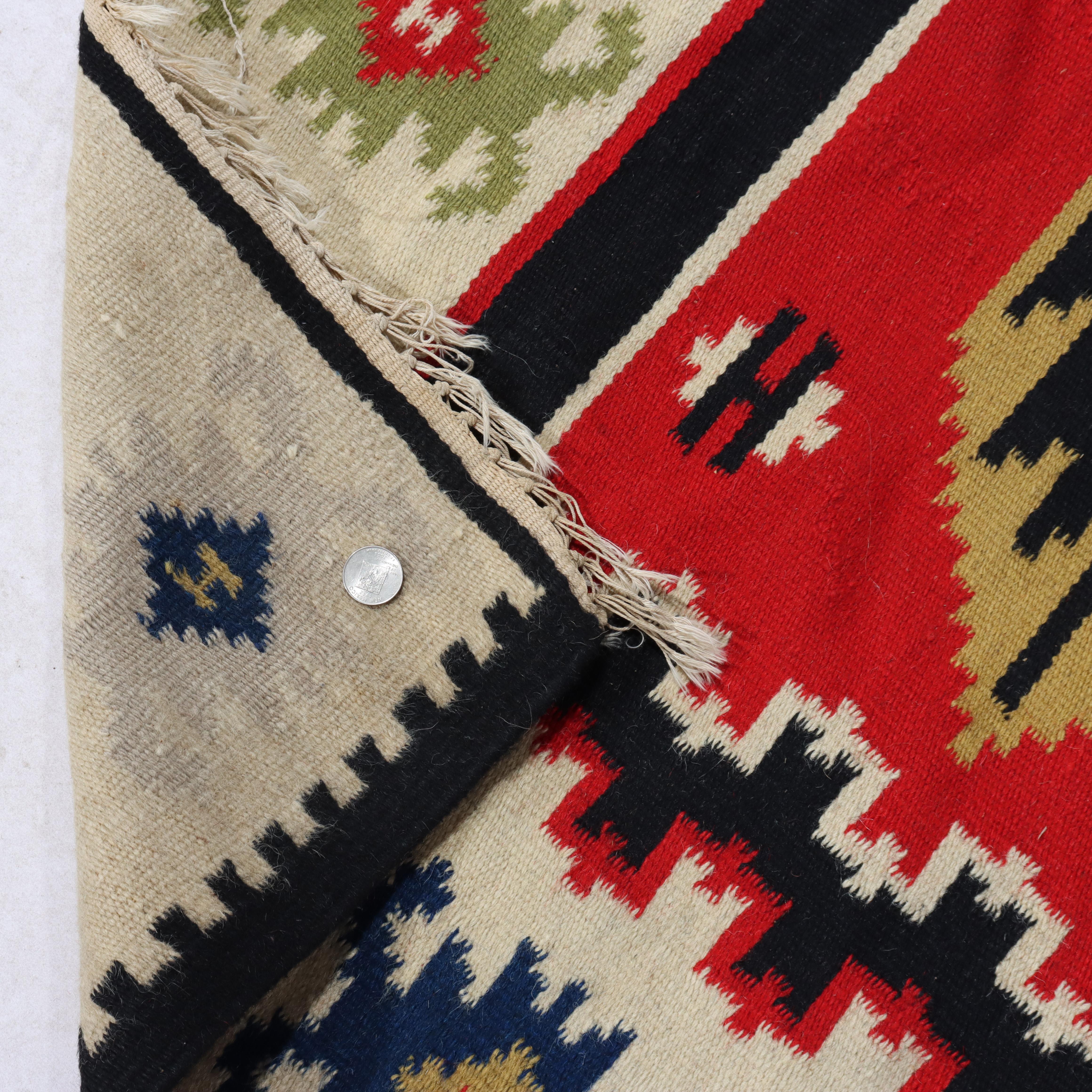 Antique Persian Kilim Wool Rug C1920 in vendita 7