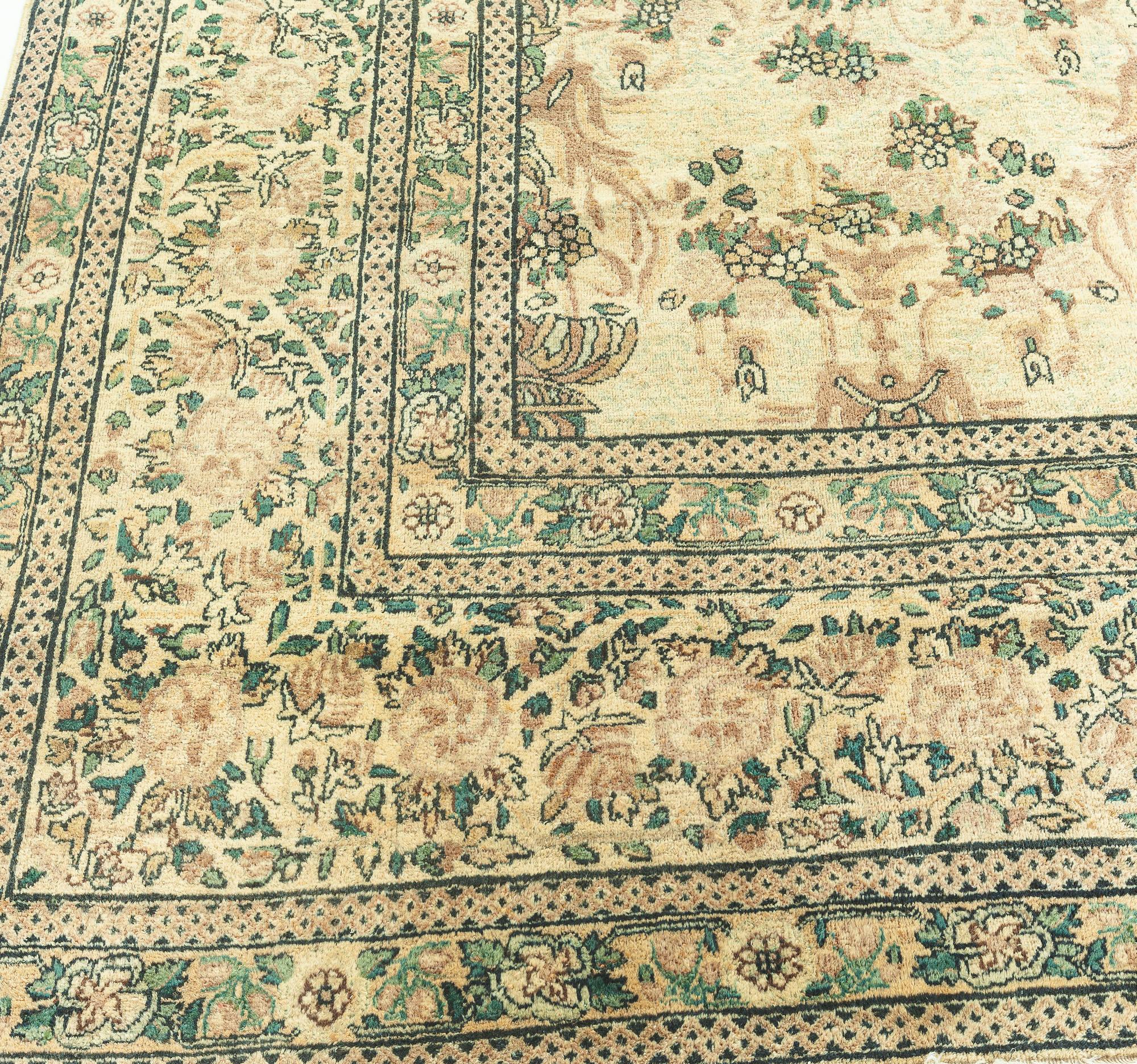 Antique Persian Kirman Hand Knotted Wool Carpet For Sale 1