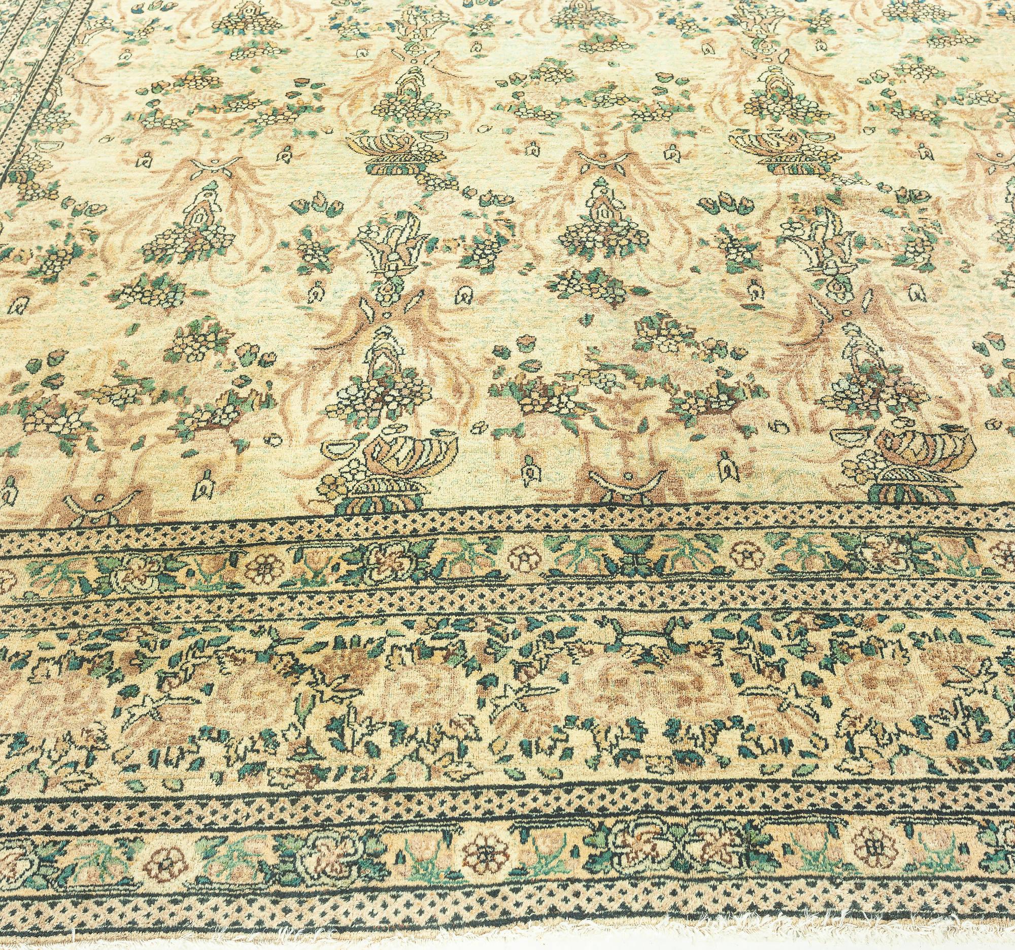 Antique Persian Kirman Hand Knotted Wool Carpet For Sale 3