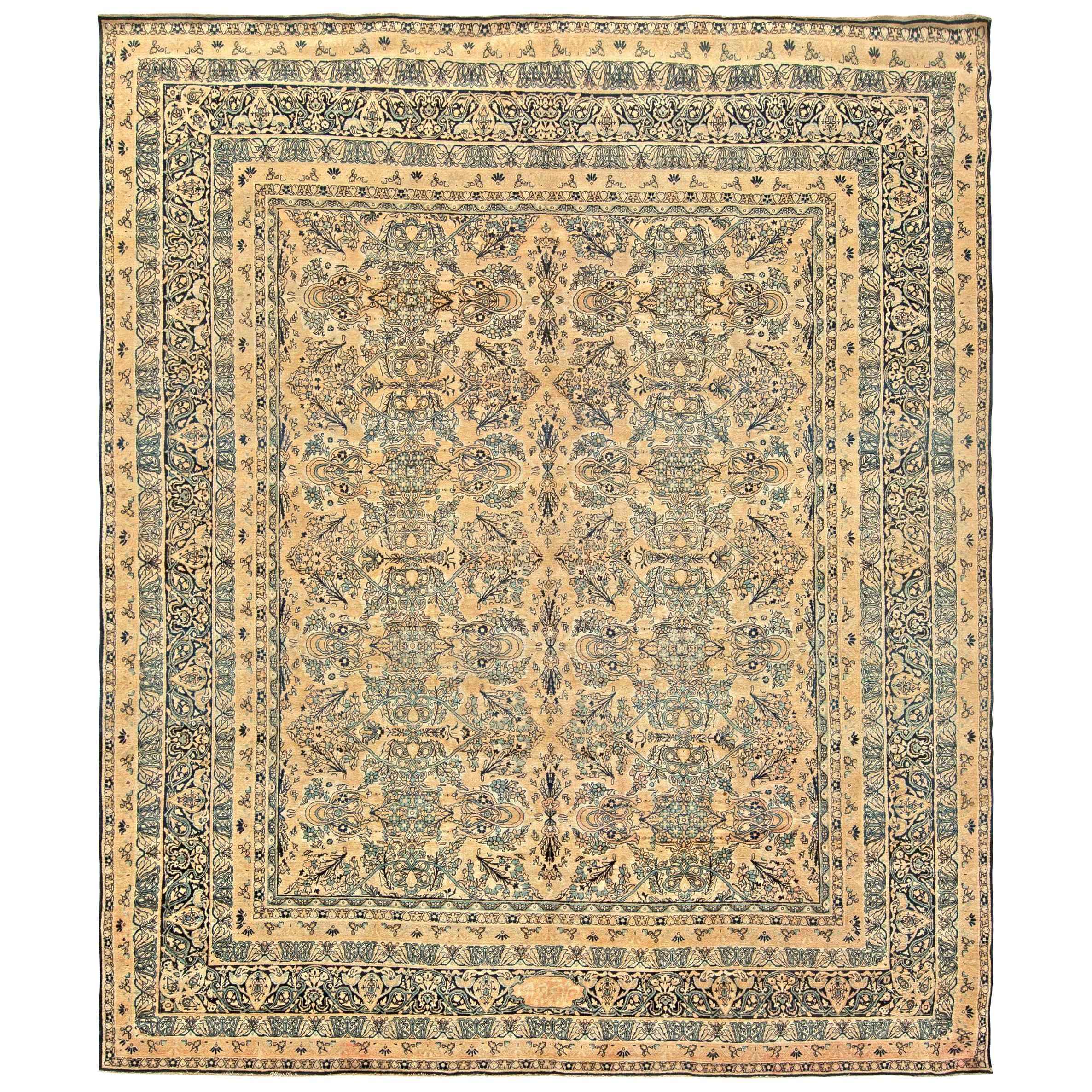 Antique Persian Kirman Handmade Wool Rug For Sale