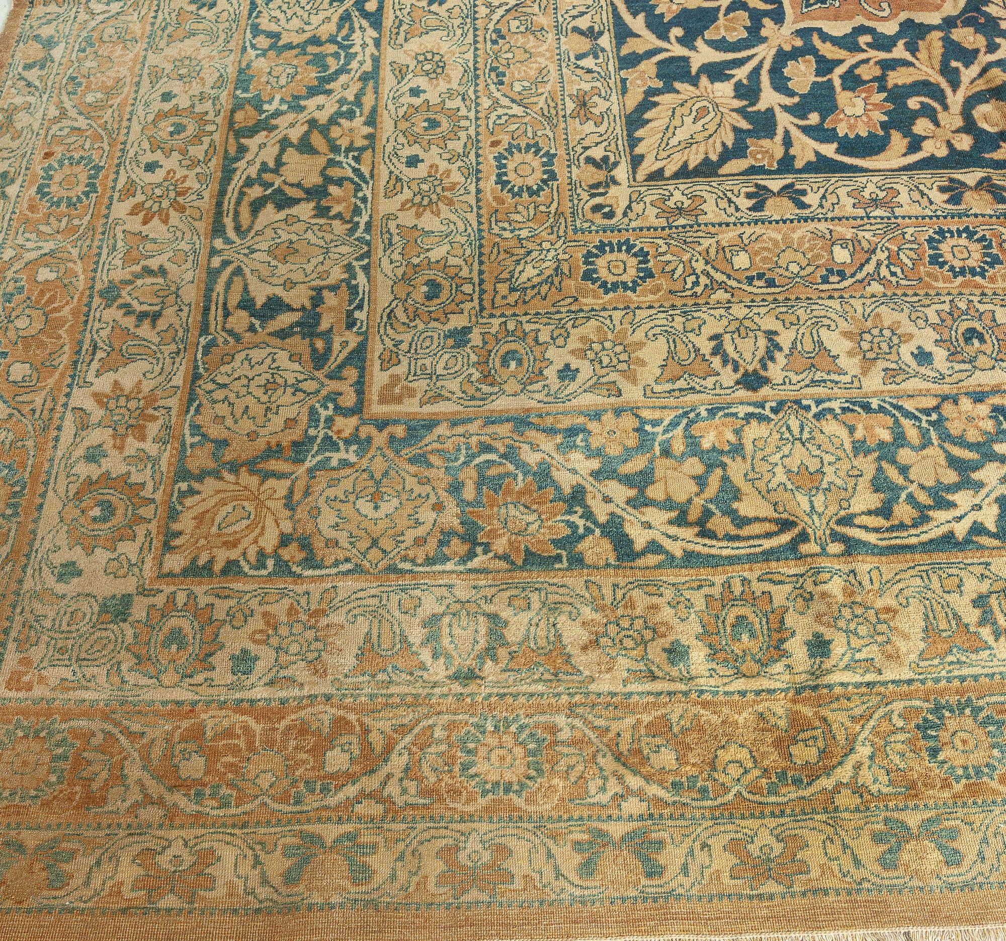 Antique Persian Kirman Botanic Handmade Wool Rug For Sale 6