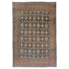 Antique tapis persan en laine Kirman Botanic fait à la main