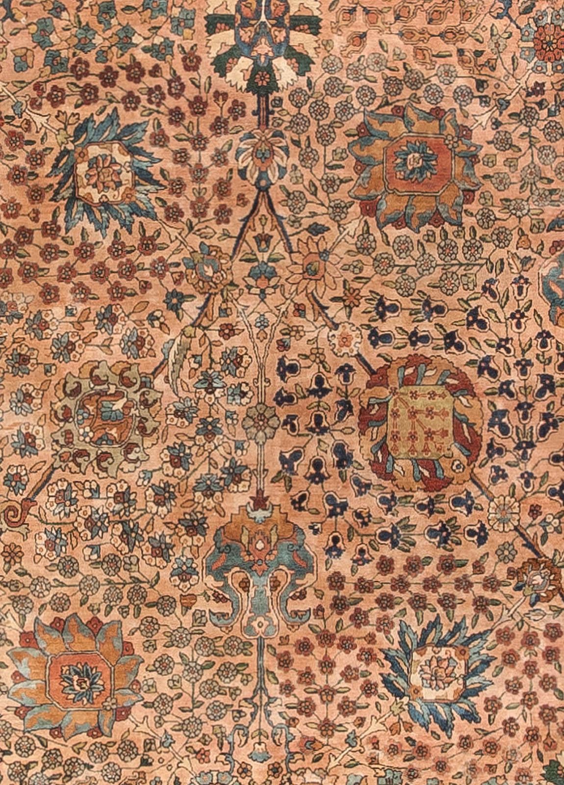 Antique Persian Kirman botanic handmade wool rug.
Size: 12'9