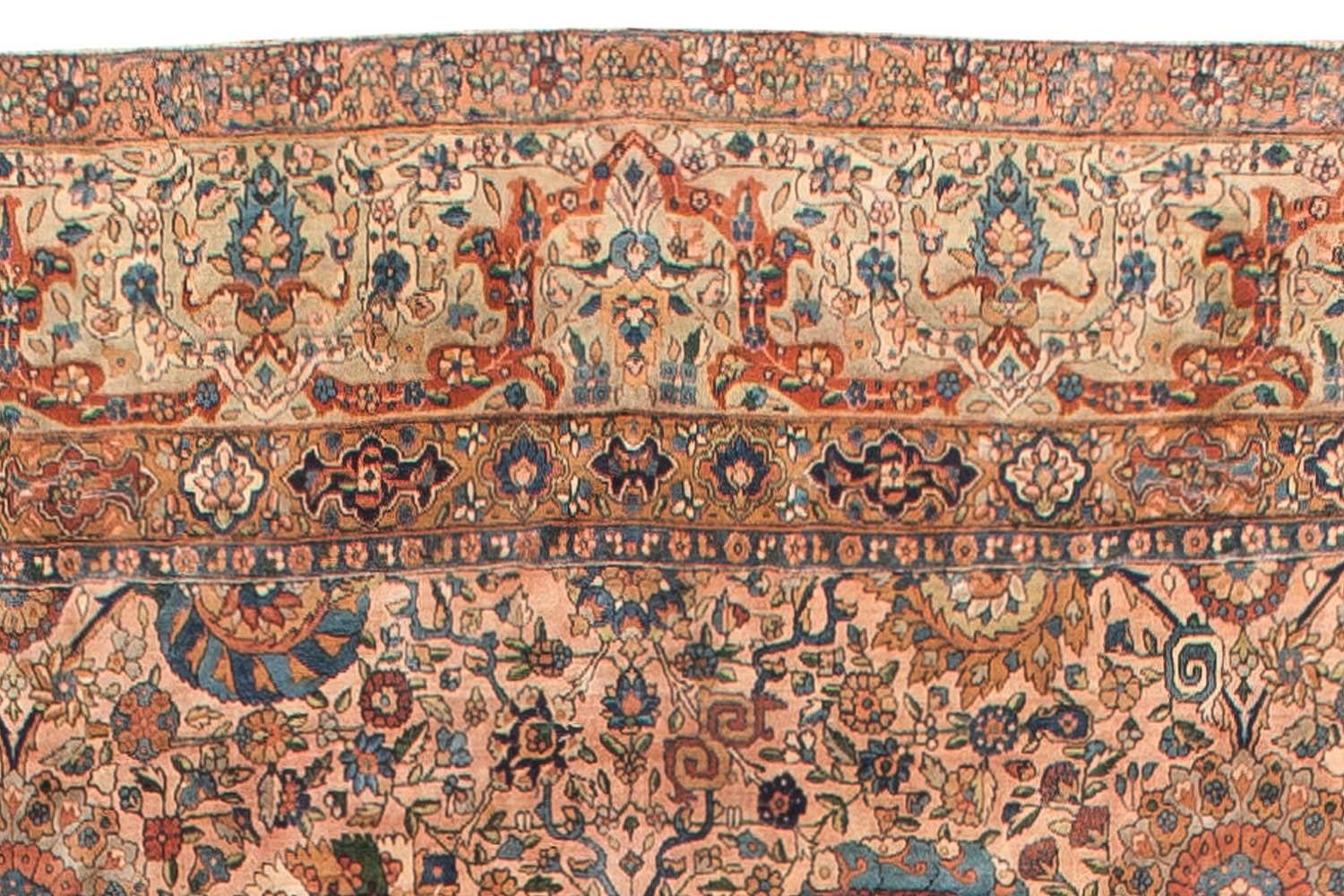 Antique Persian Kirman Botanic Handmade Wool Rug For Sale 1
