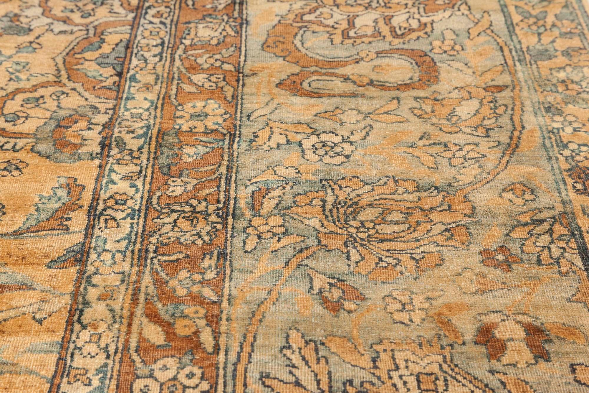 XIXe siècle Tapis persan Kirman ancien Doris Leslie Blau fait main en laine botanique en vente