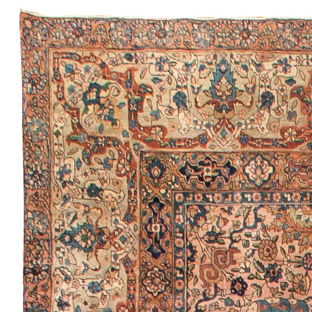 Antique Persian Kirman Botanic Handmade Wool Rug For Sale 2