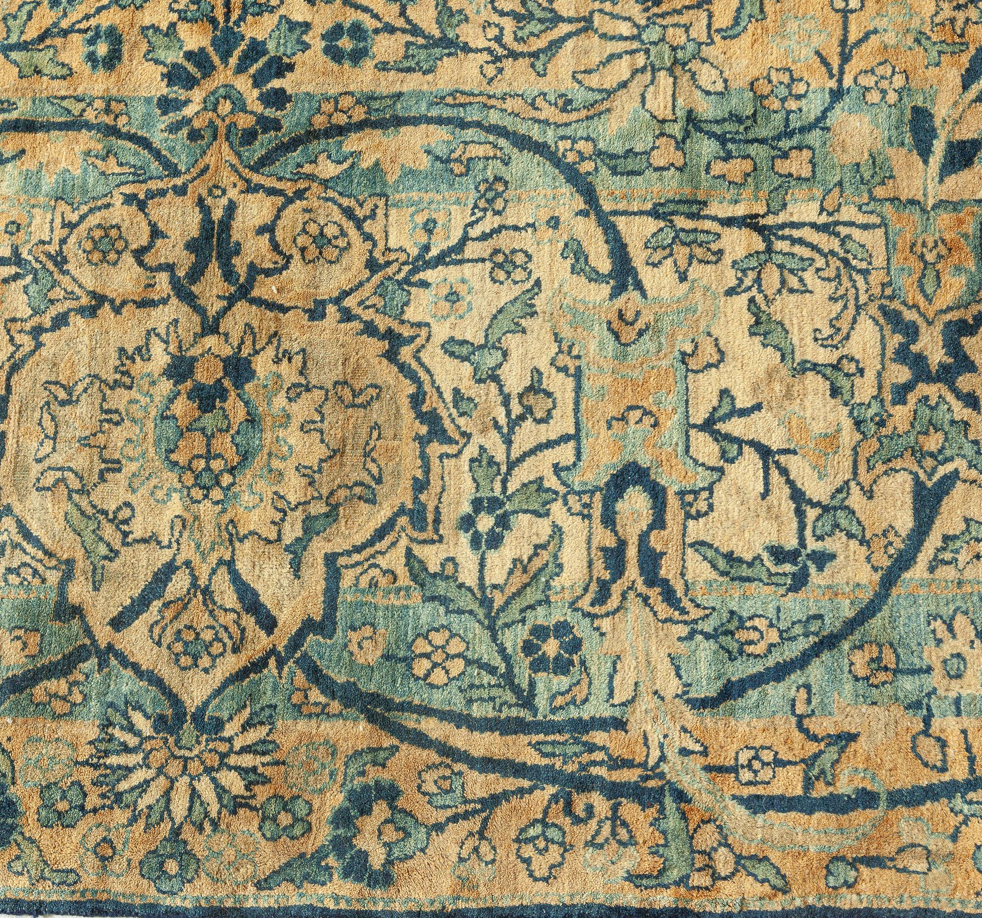 Antique Persian Kirman Botanic Rug Size Adjusted For Sale 2