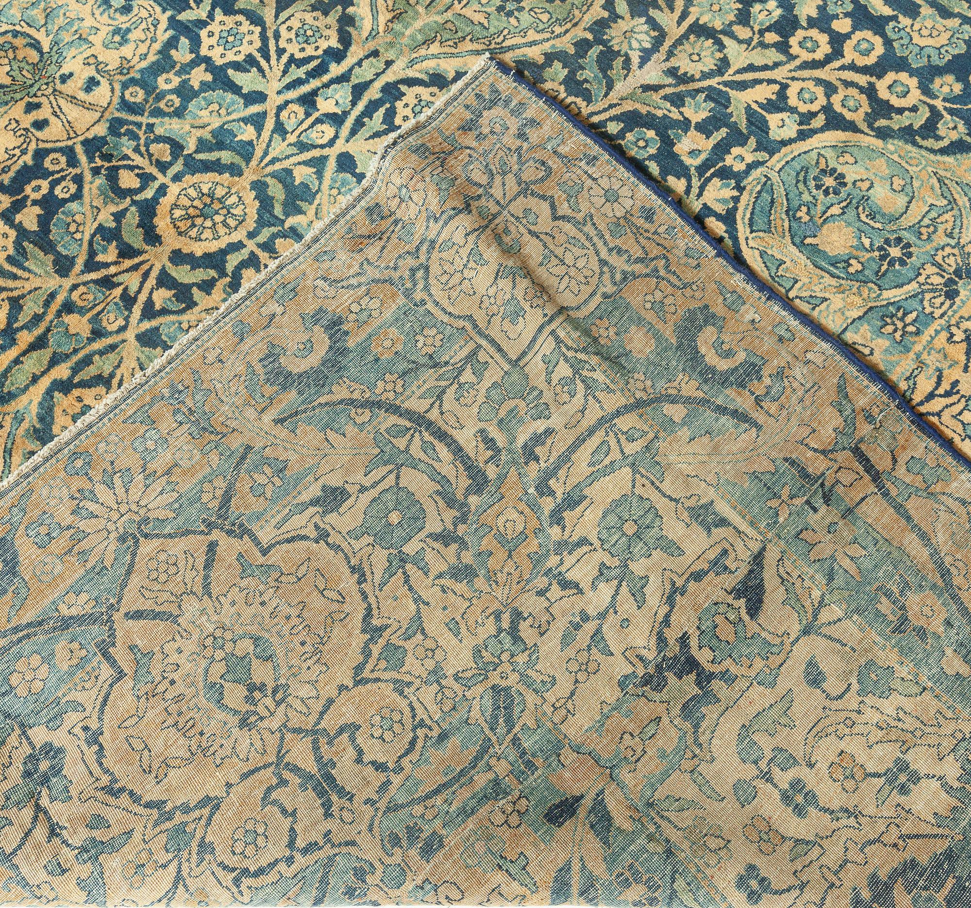 Antique Persian Kirman Botanic Rug Size Adjusted For Sale 3