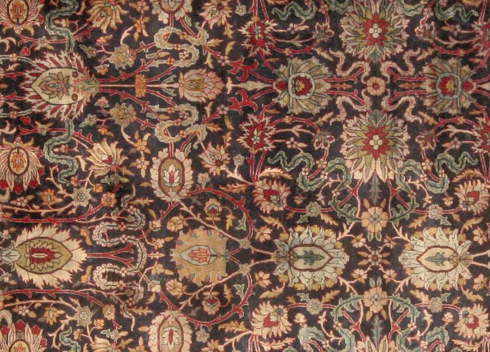 Antique Persian Kirman botanic handmade wool carpet
Size: 11'4