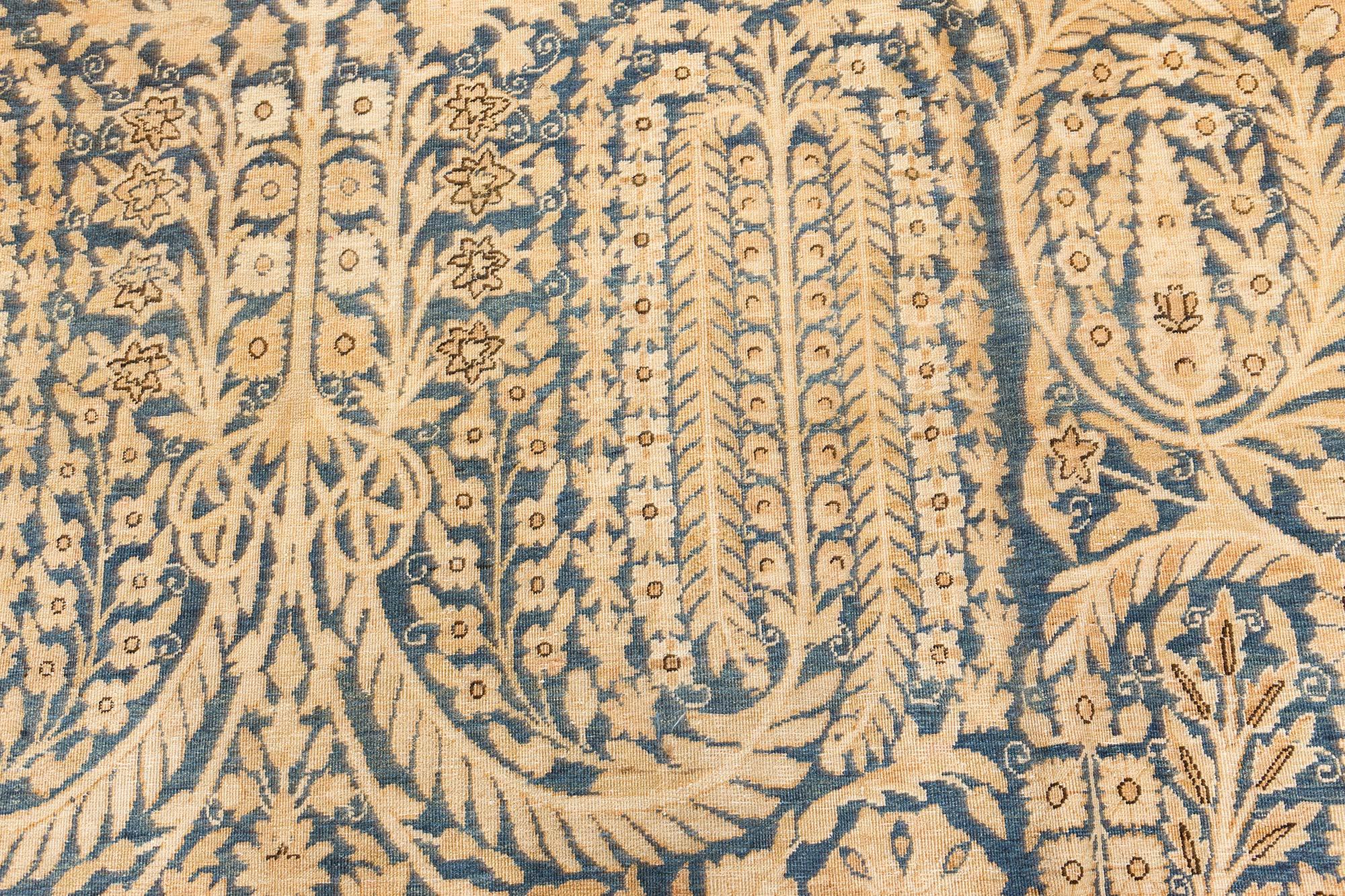 Fine Antique Persian Kirman Blue Handmade Wool Carpet
Size: 10'3