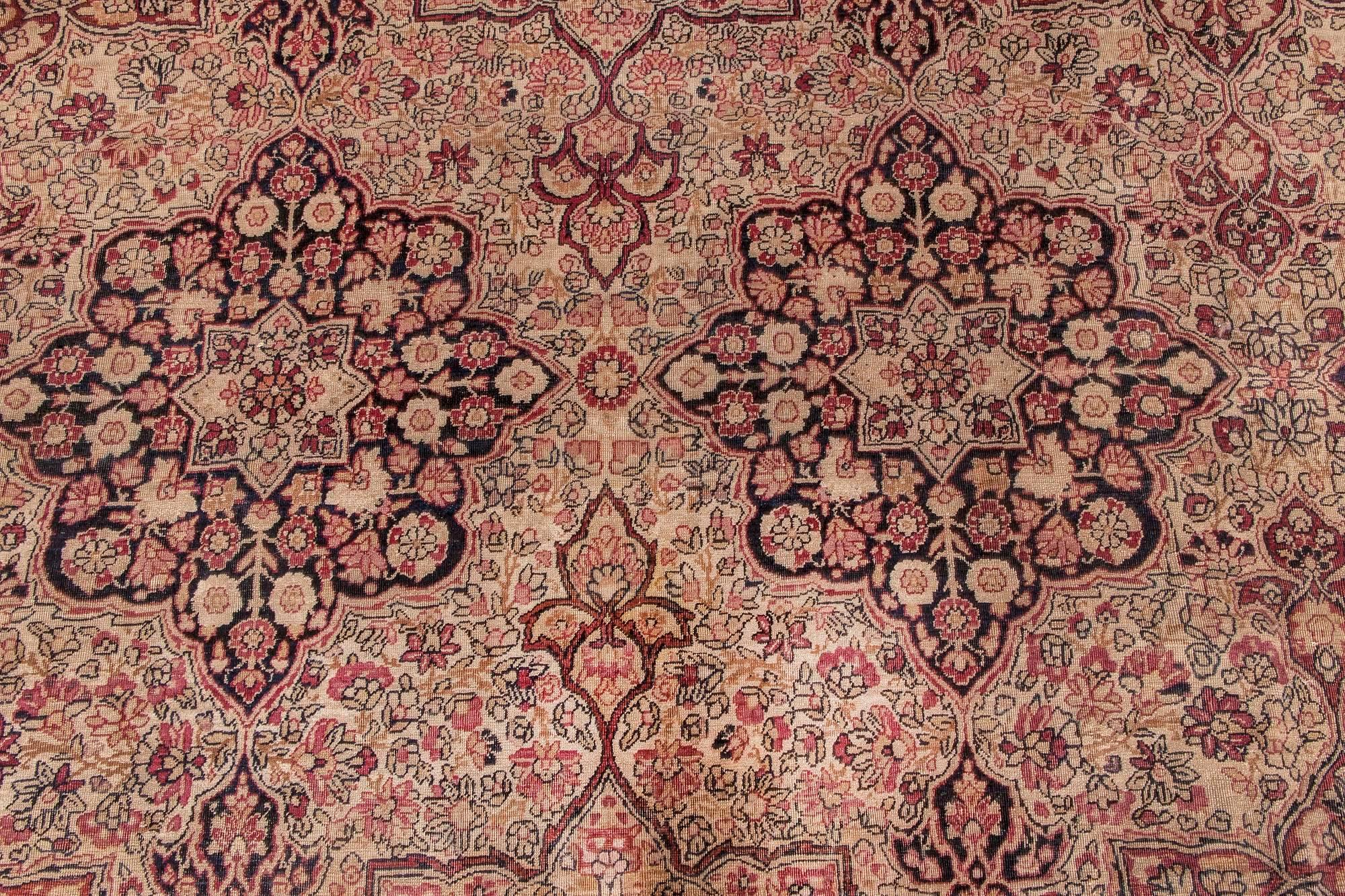 Authentic 19th Century Persian Kirman Botanic Handmade Wool Carpet by Doris Leslie Blau
Size: 12'8