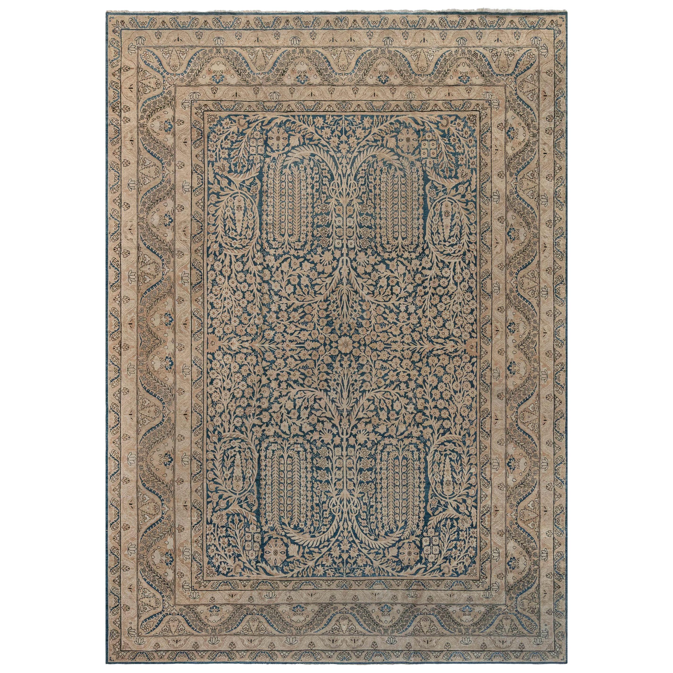 Antique Persian Kirman Handmade Wool Carpet