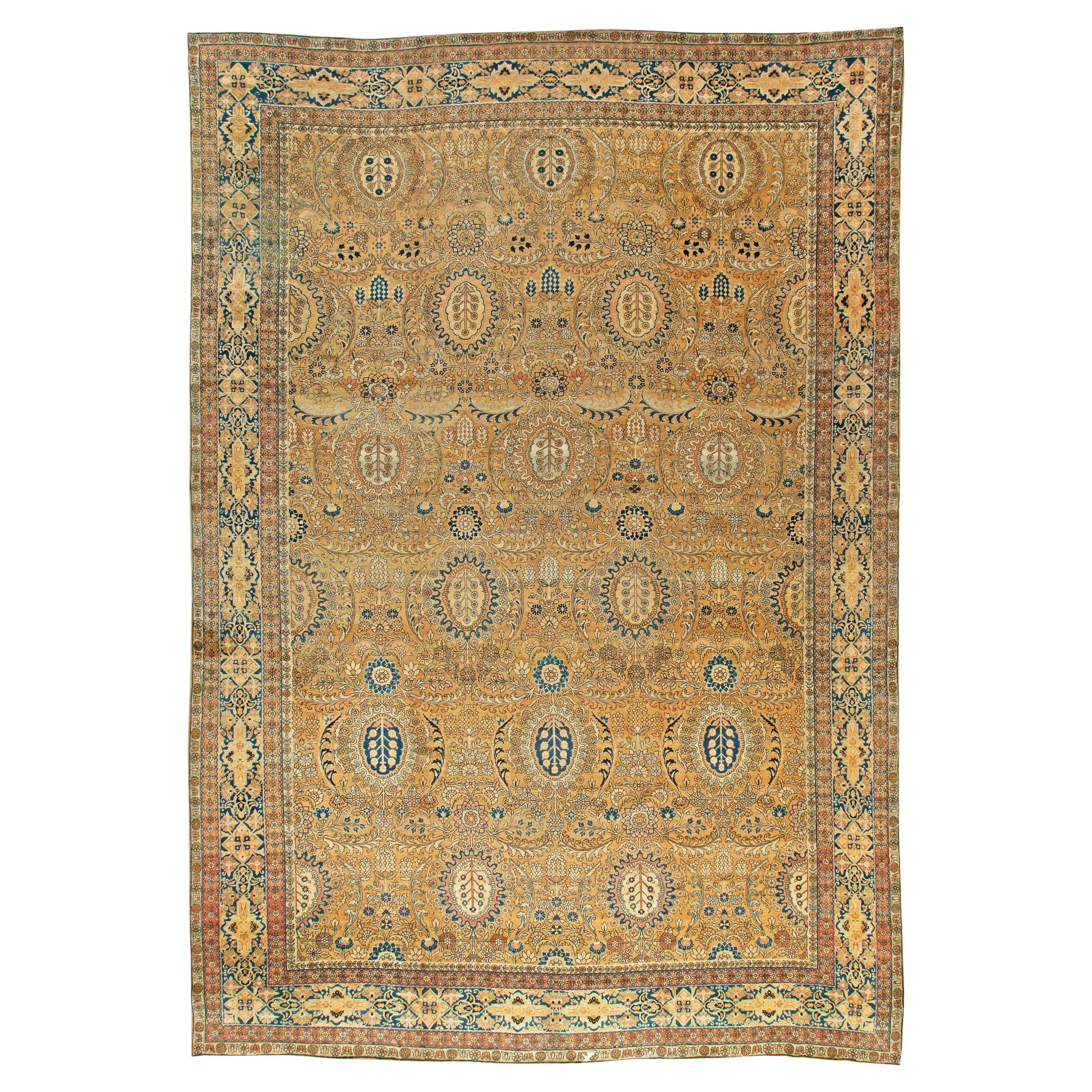 Authentic Persian Kirman Handmade Wool Rug For Sale