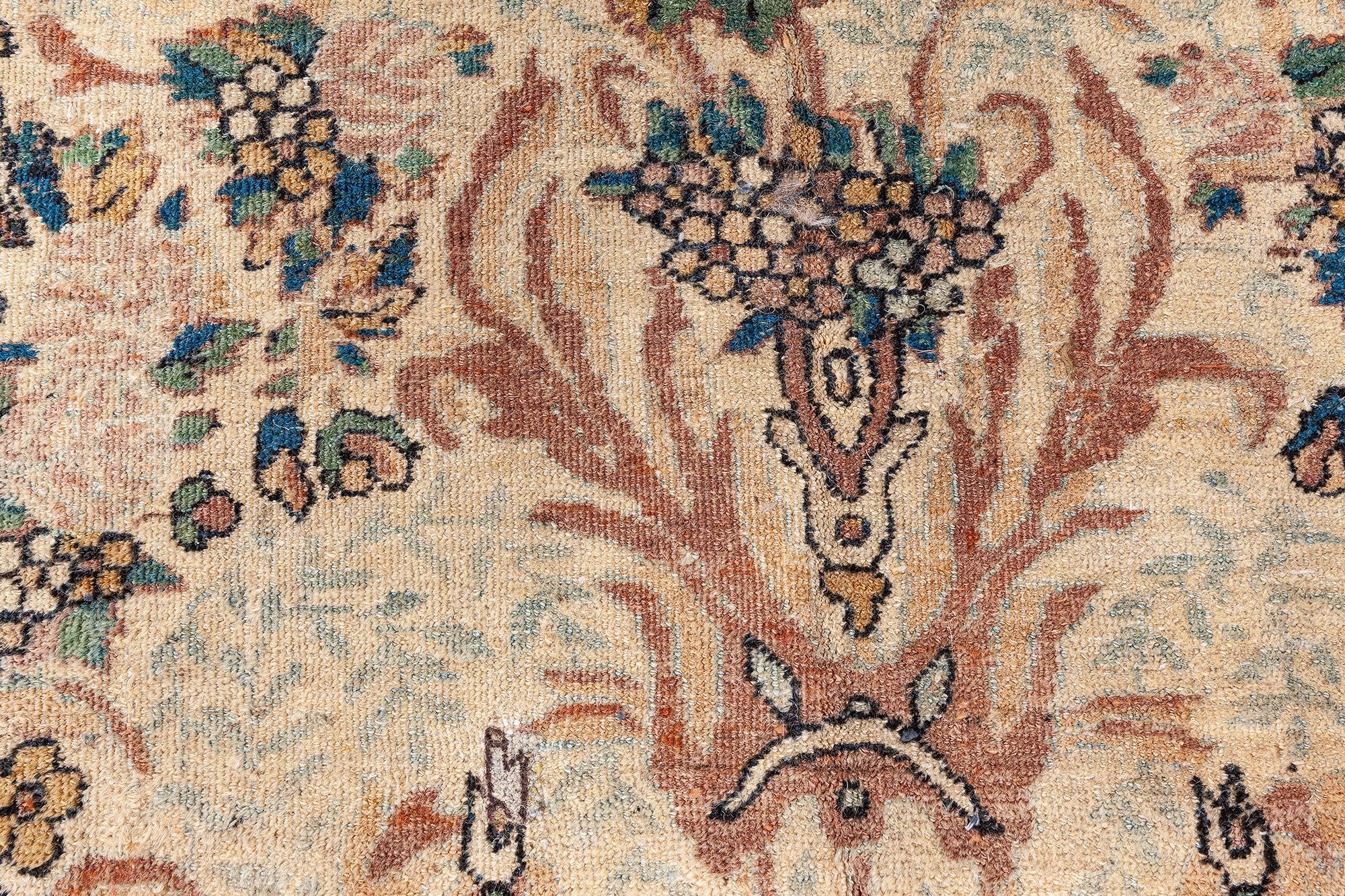 Ancien tapis persan Kirman en laine noué à la main
Taille : 8'10