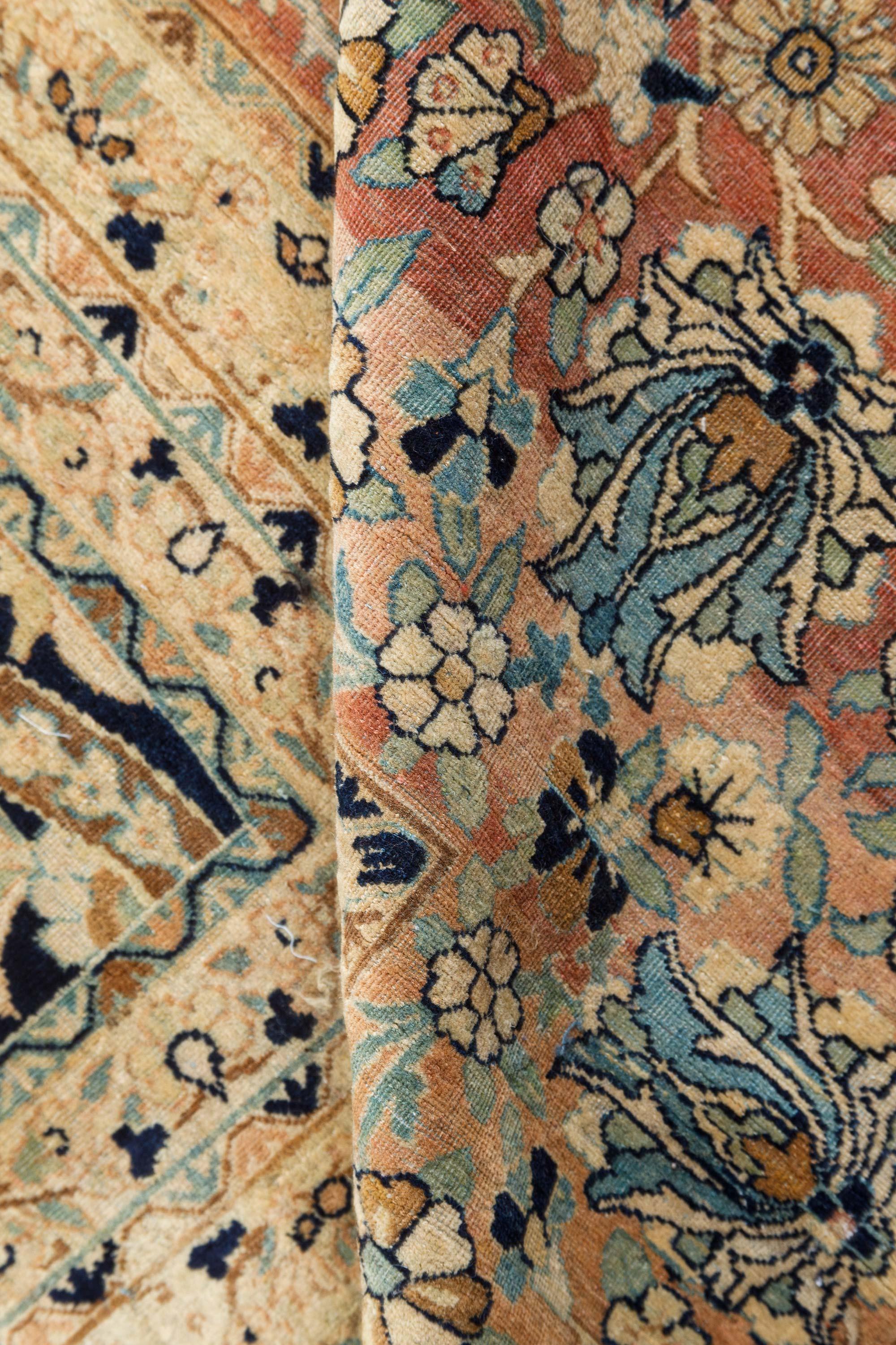 Antique Persian Kirman handmade wool carpet
Size: 13'6