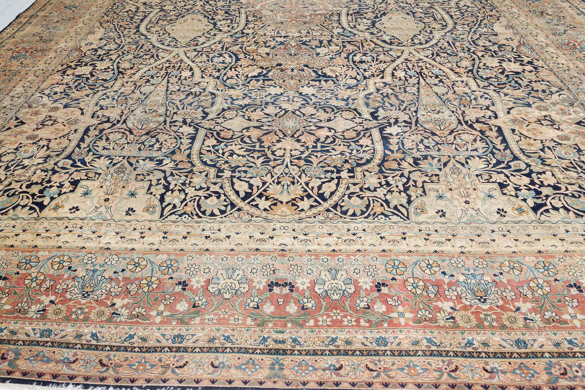 Antique Persian Kirman Handmade Wool Carpet For Sale 1