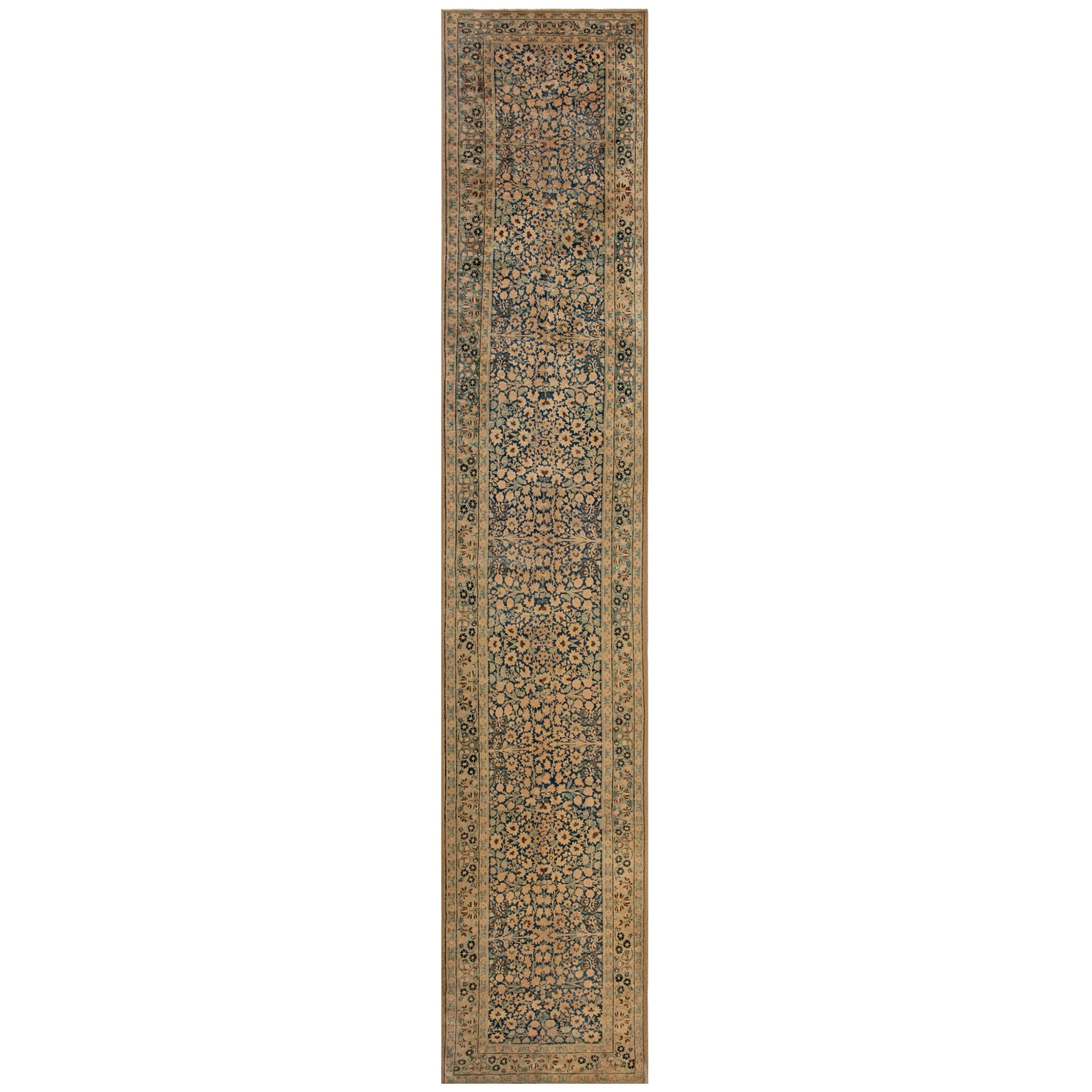 Antique Persian Kirman Handwoven Wool Runner For Sale