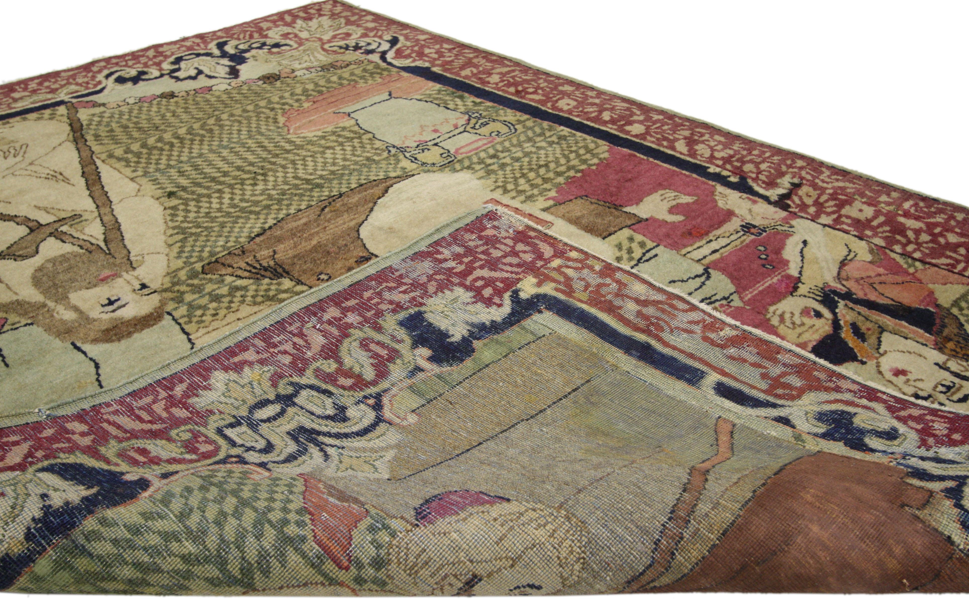 Antiker antiker persischer Kirman 'Kerman' Bildteppich, persischer Wandteppich (Persisch) im Angebot