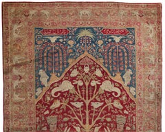 Antique Persian Kirman Lavar Pictorial Rug, circa 1880