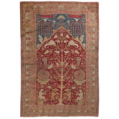 Antique Persian Kirman Lavar Pictorial Rug, circa 1880