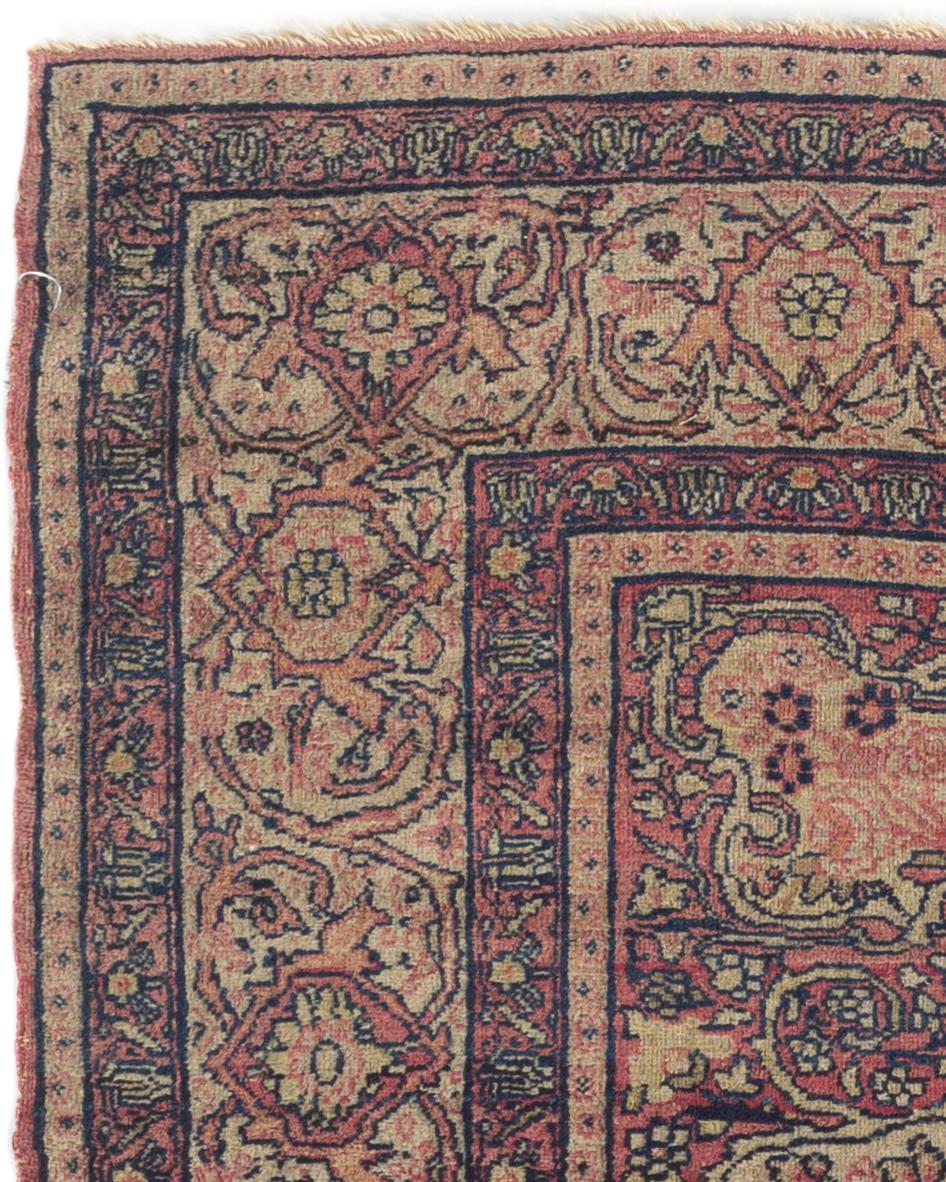 19th Century Antique Persian Kirman Lavar Rug, circa 1880 For Sale