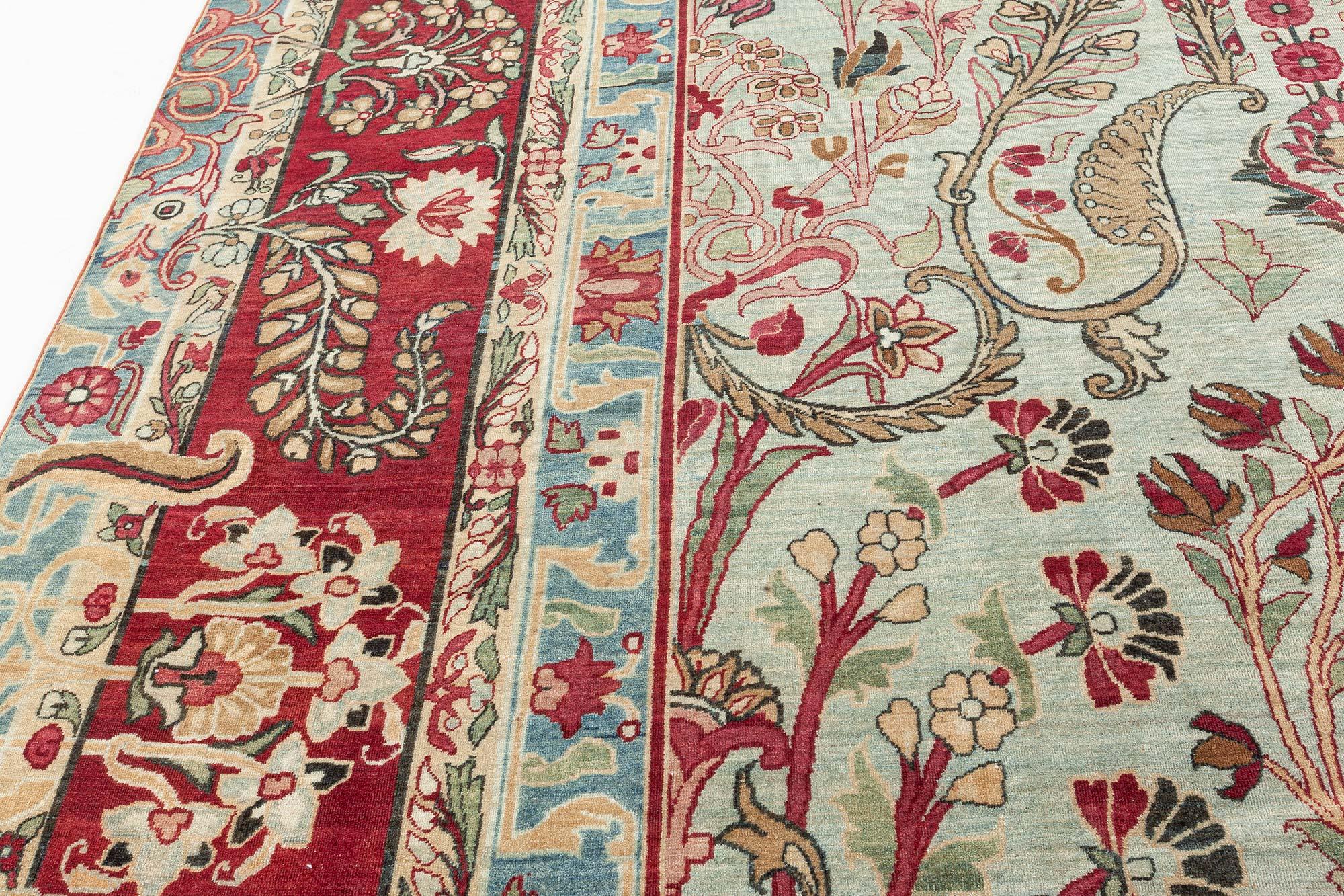 Antique Persian Kirman Oriental Handmade Wool Rug For Sale 1