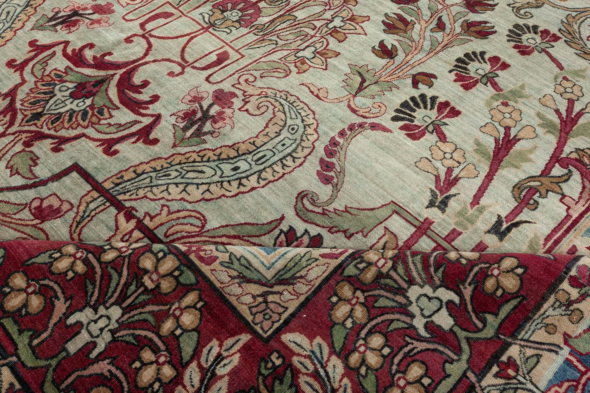 Antique Persian Kirman Oriental Handmade Wool Rug For Sale 3