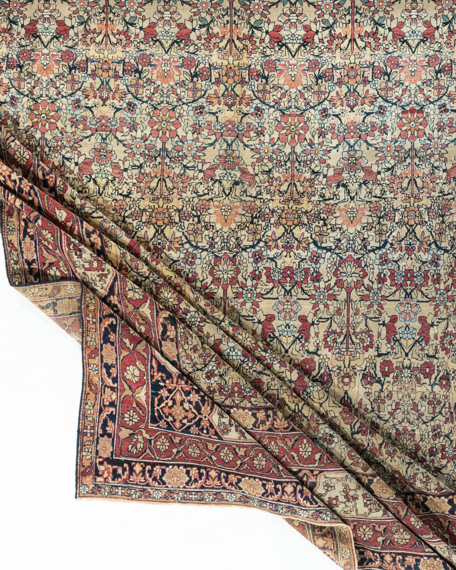 Hand-Woven Antique Persian Kirman Rug, circa 1900  8'8 x 13'5 For Sale