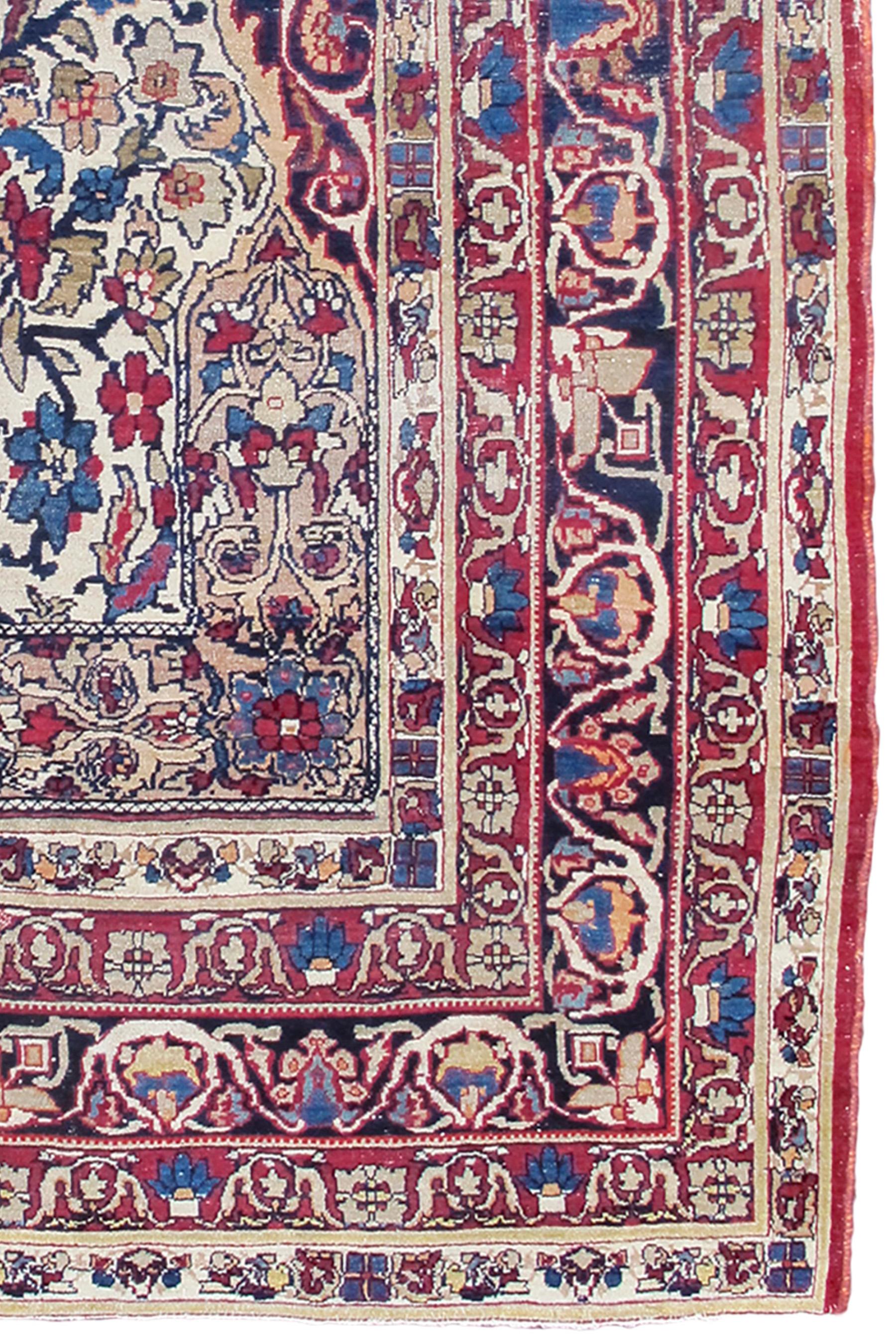 Antigua alfombra persa Kirman, principios del siglo XX en Bueno estado para la venta en San Francisco, CA