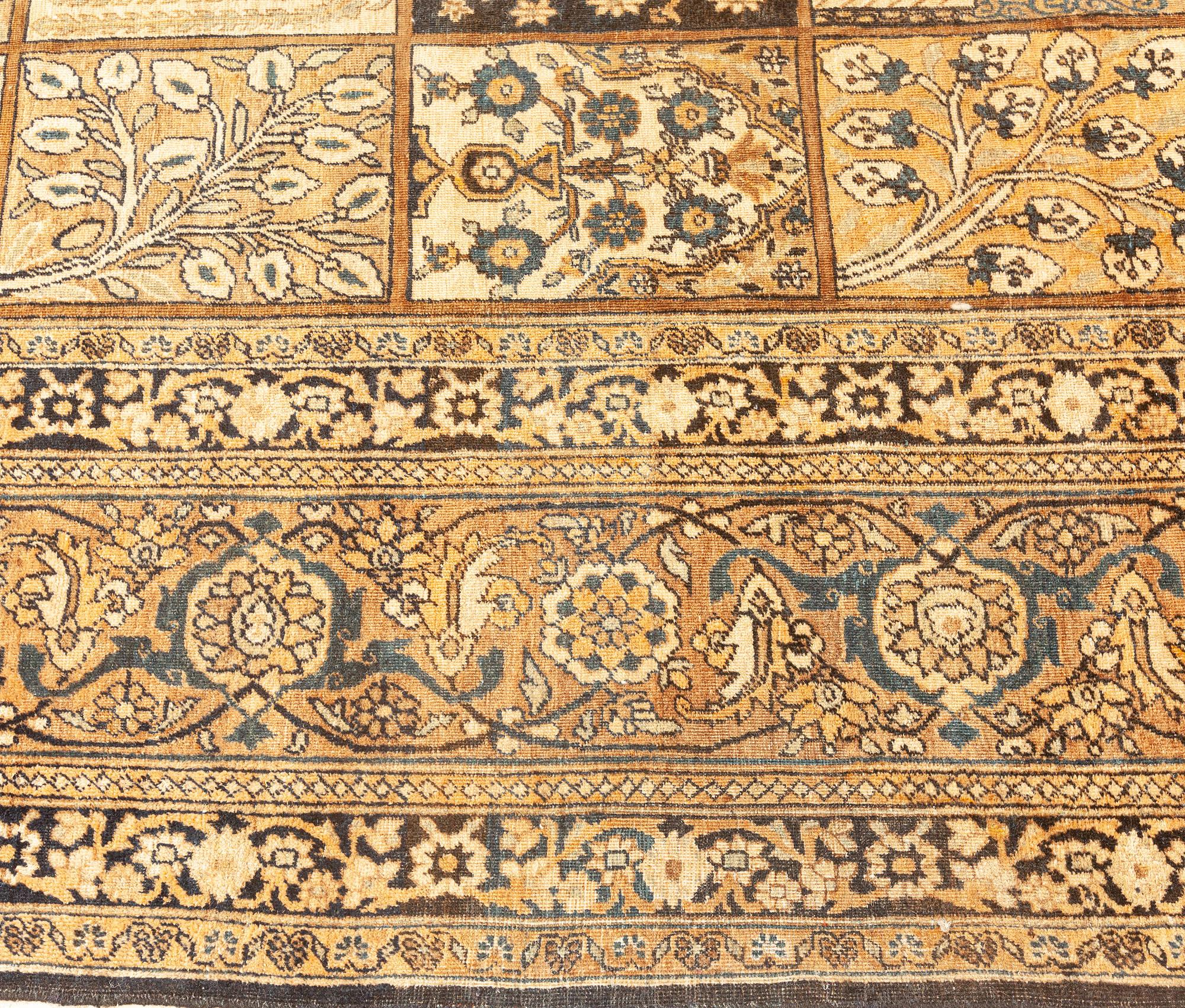 19th Century Persian Kirman Botanic Handmade Rug For Sale 1