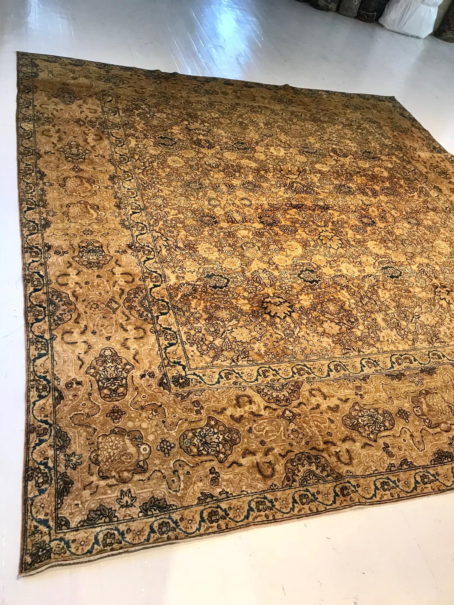Antique Persian Kirman Botanic Handmade Wool Rug
Size: 10'8